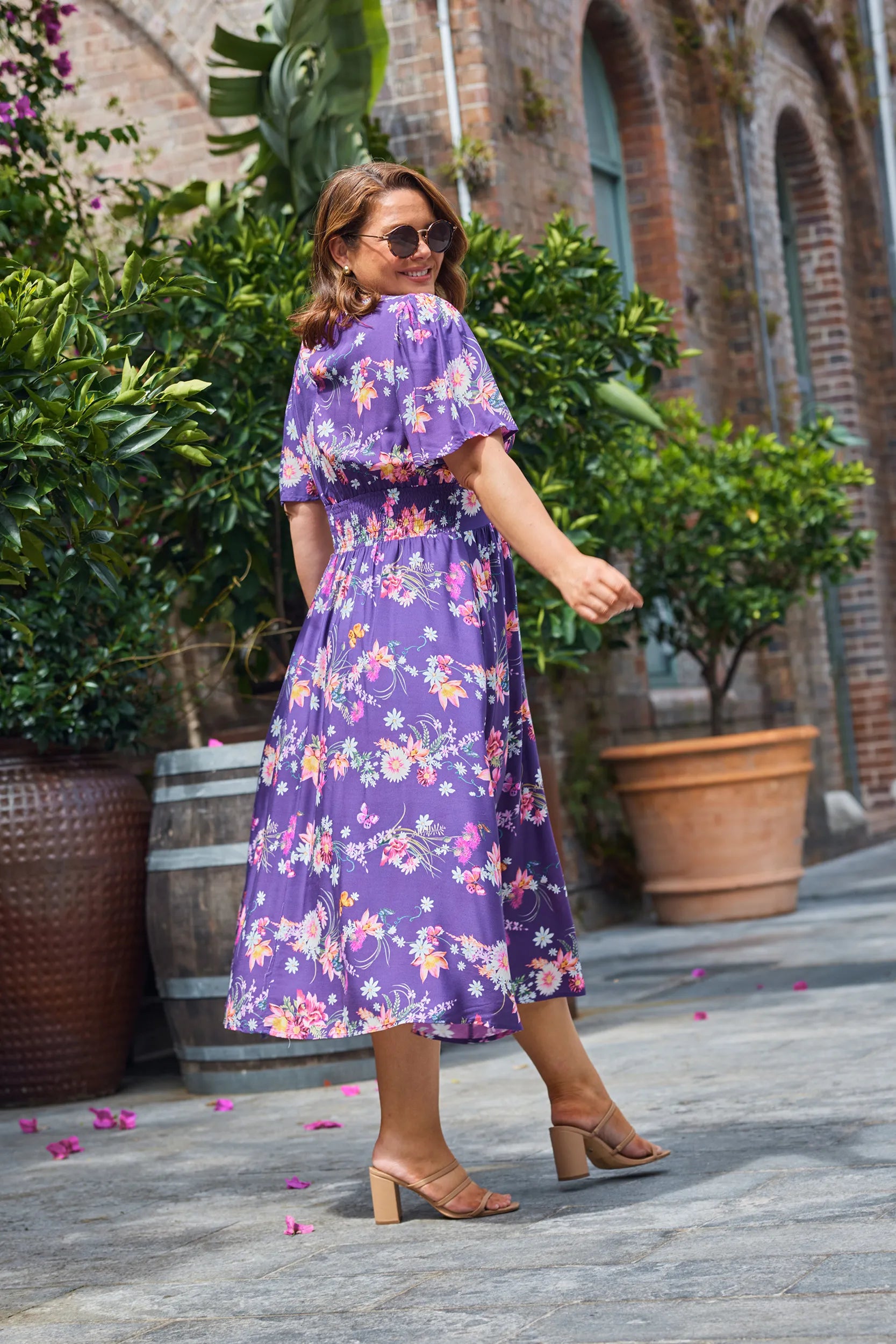 Eloise Butterfly Kisses Plum Dress โ Butterfly Kisses Plum midi dress
