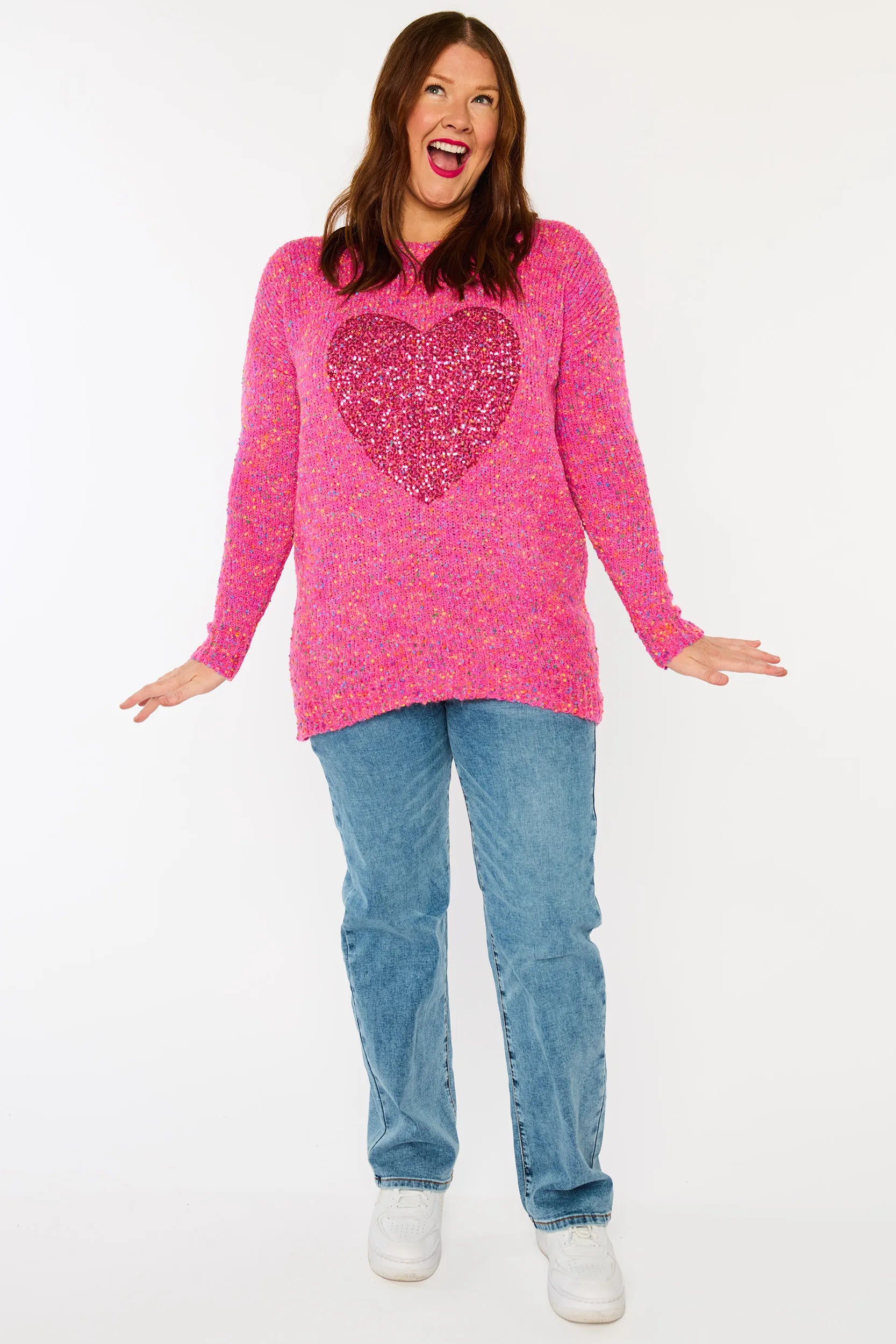 Cathy Pink Marle Knit โ Pink Marle knit jumper