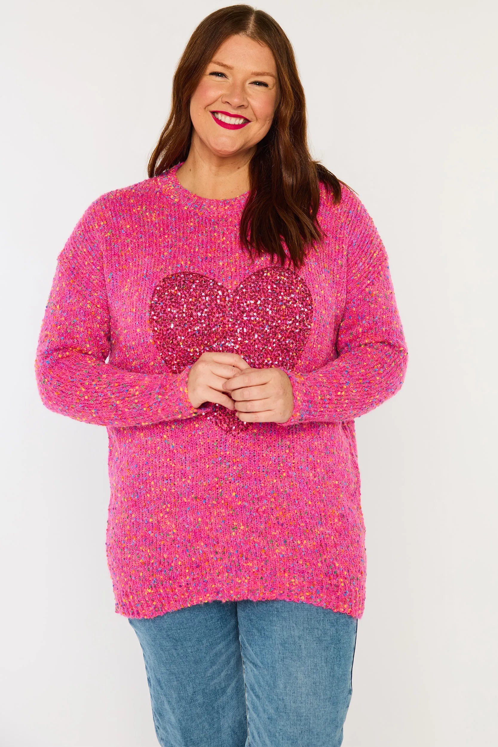 Cathy Pink Marle Knit โ Pink Marle knit jumper