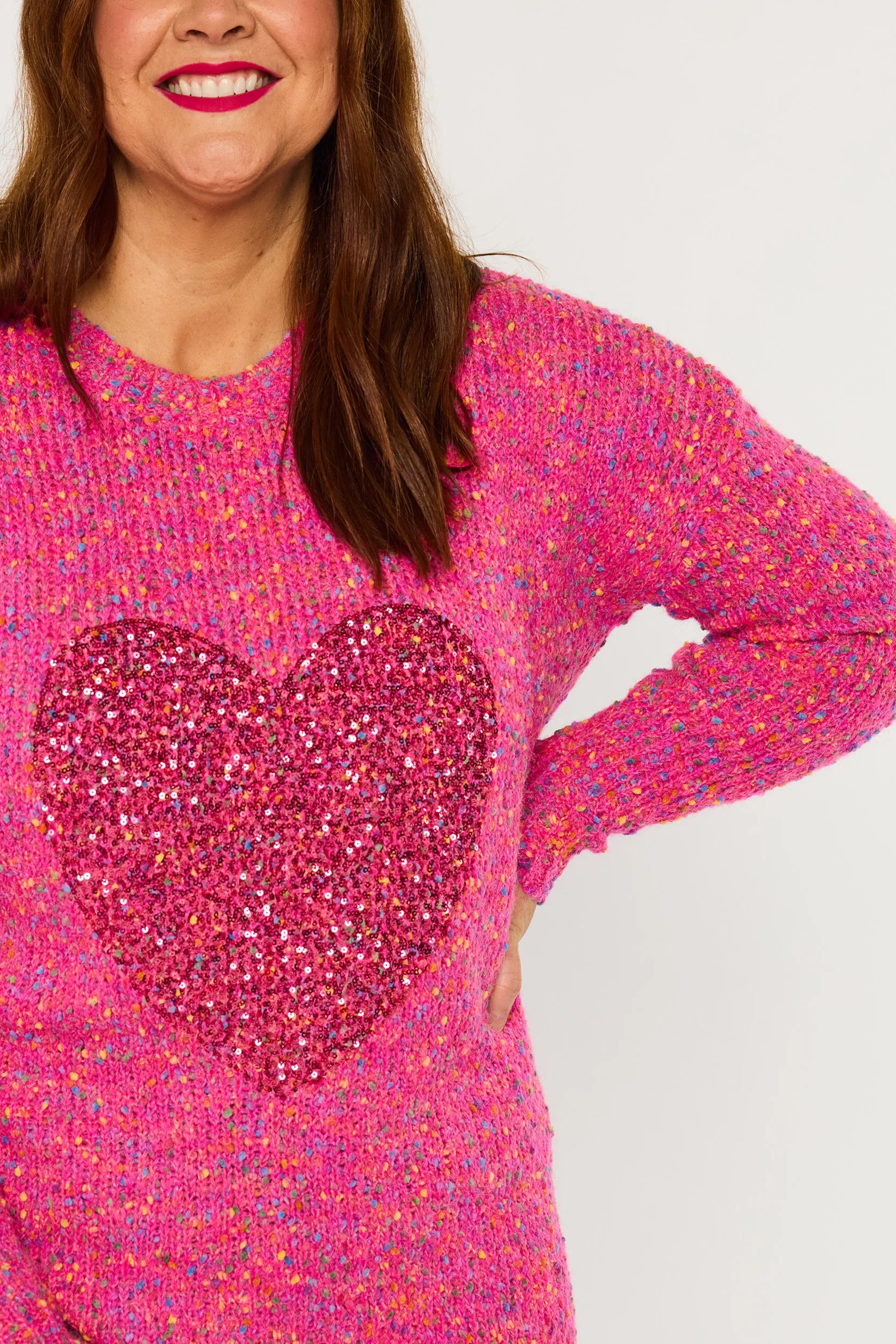 Cathy Pink Marle Knit โ Pink Marle knit jumper