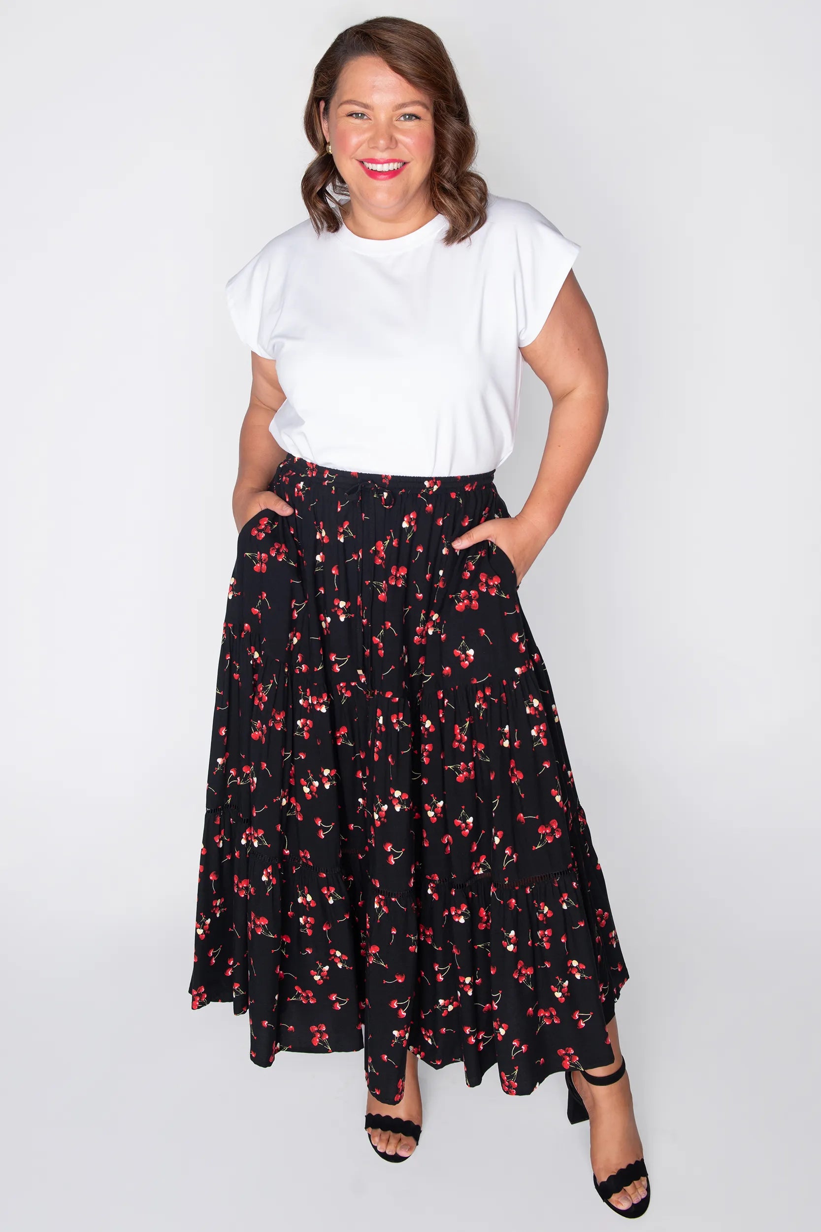 Alexandra Cherry Hearts Skirt โ Cherry Hearts maxi skirt