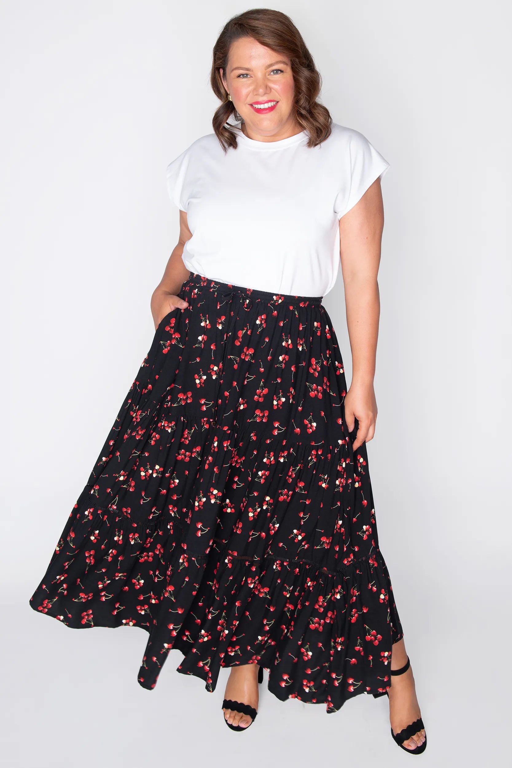 Alexandra Cherry Hearts Skirt โ Cherry Hearts maxi skirt