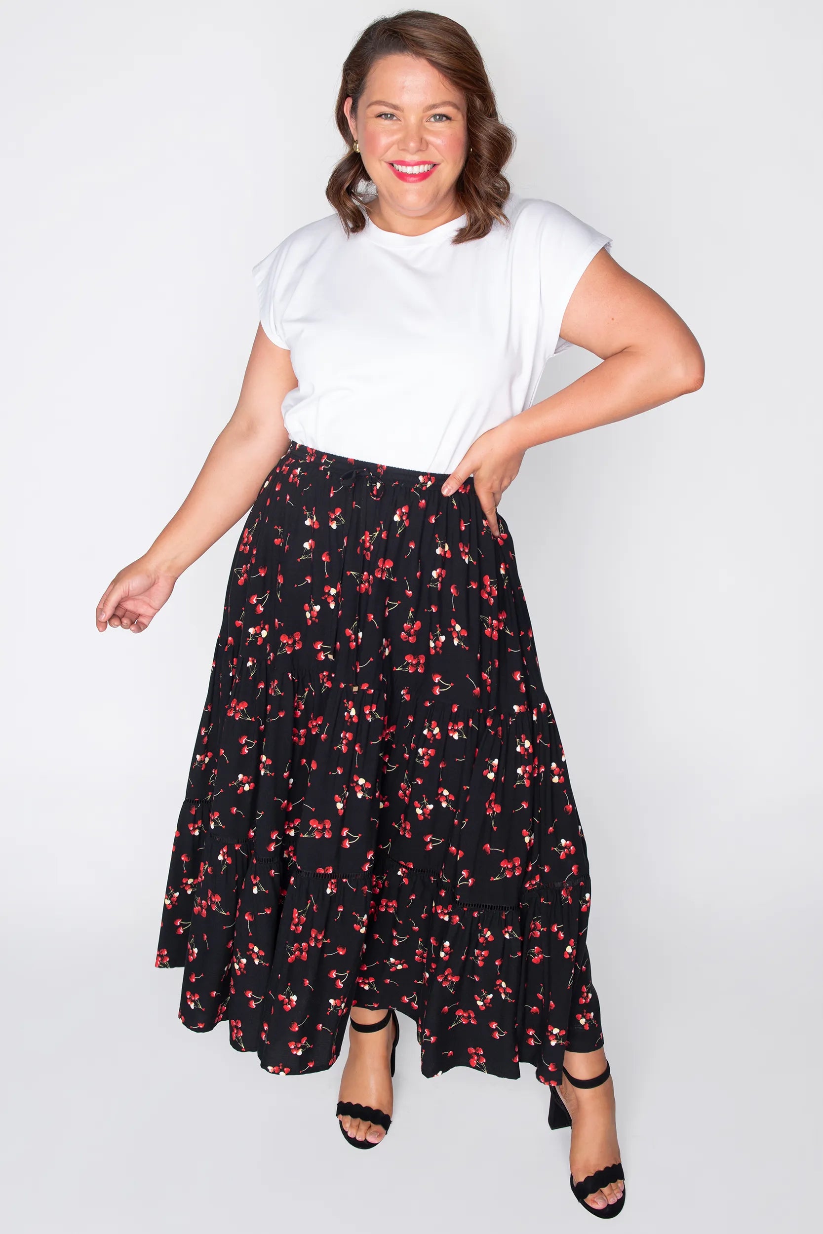 Alexandra Cherry Hearts Skirt โ Cherry Hearts maxi skirt