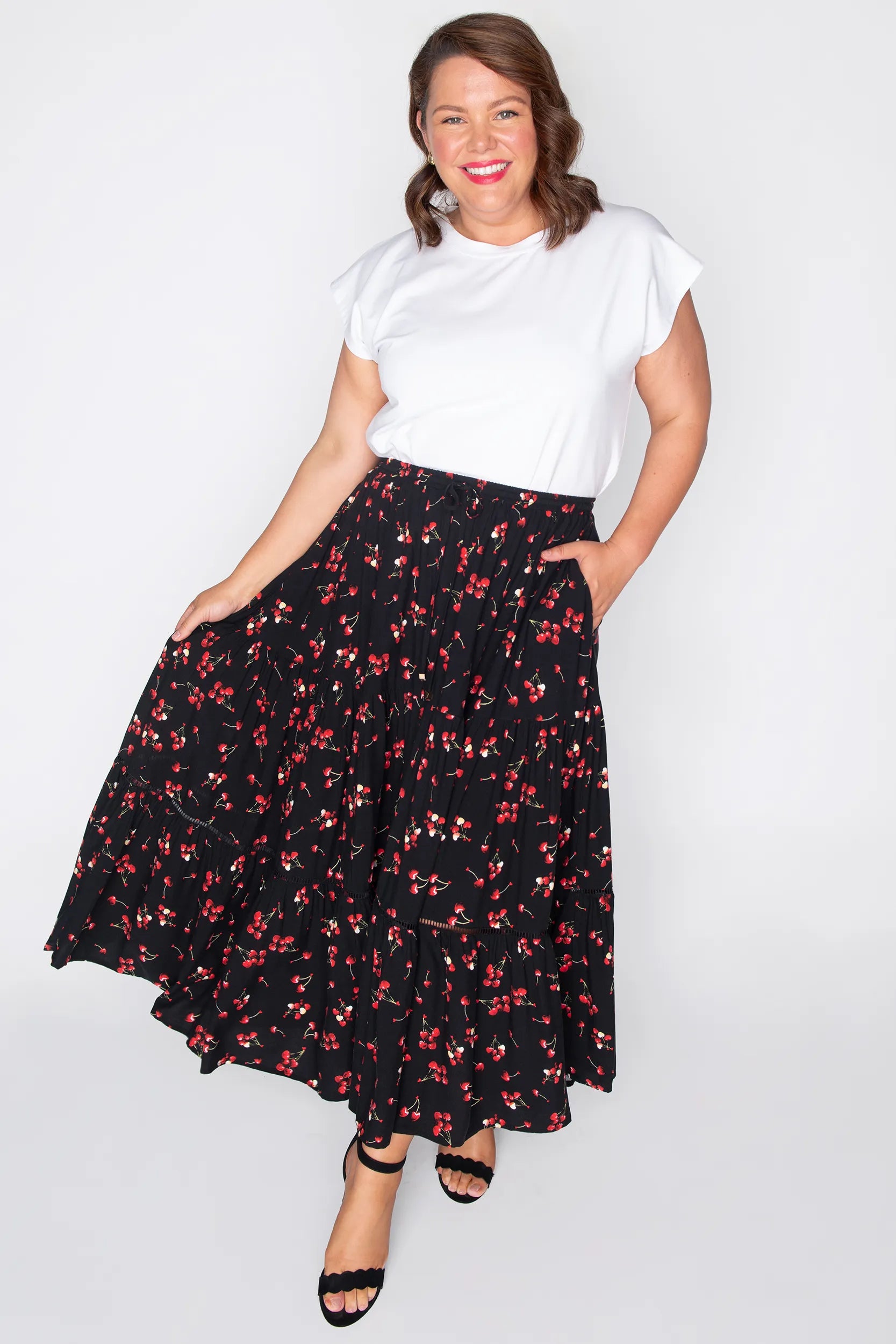 Alexandra Cherry Hearts Skirt โ Cherry Hearts maxi skirt