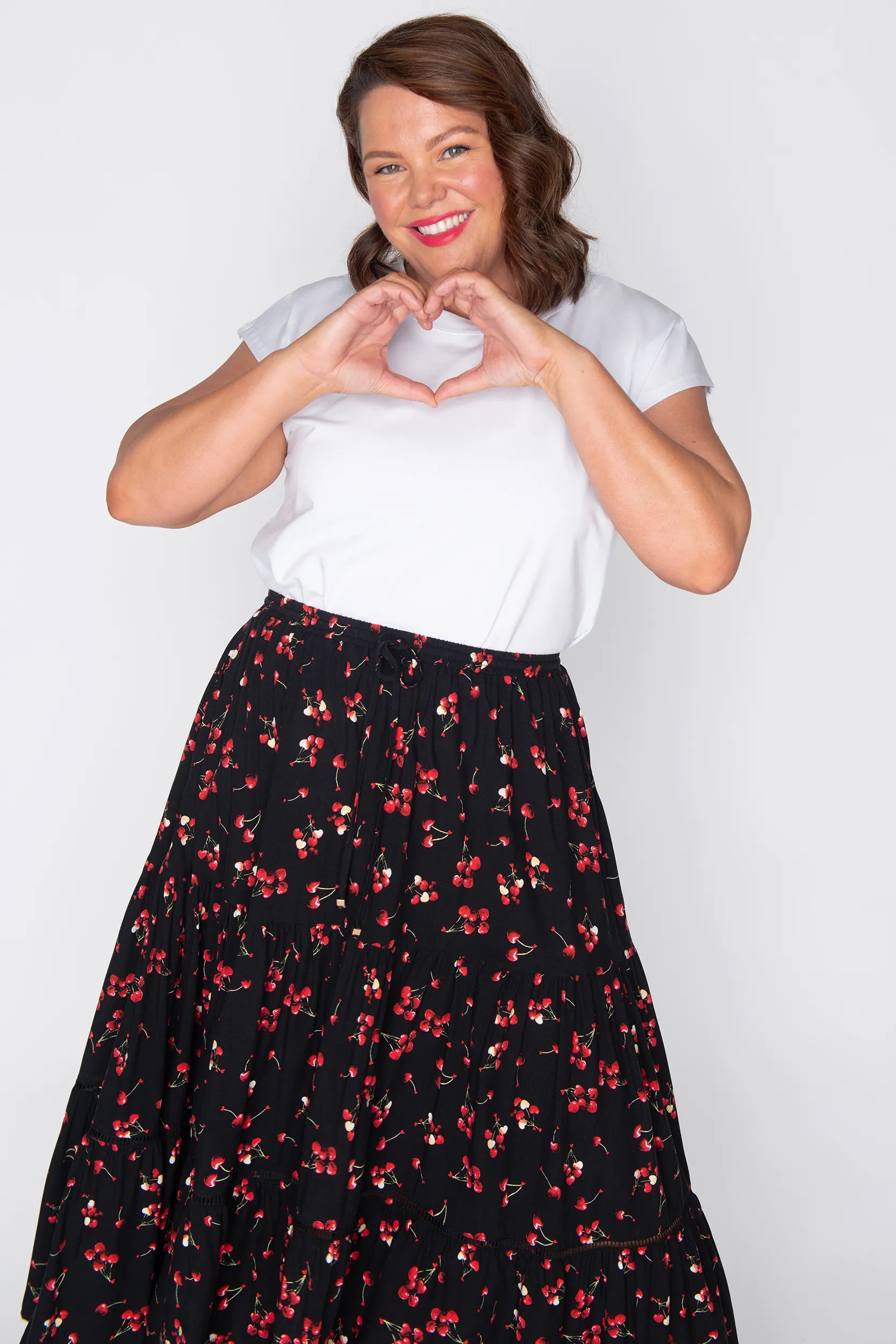 Alexandra Cherry Hearts Skirt โ Cherry Hearts maxi skirt