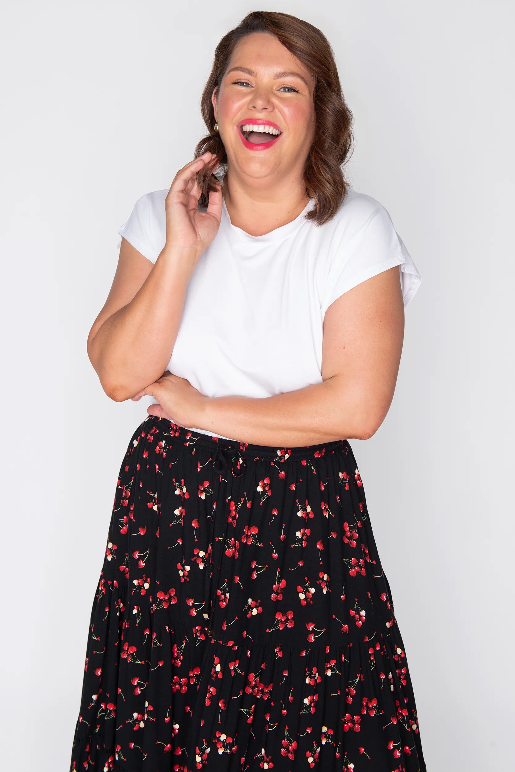 Alexandra Cherry Hearts Skirt โ Cherry Hearts maxi skirt