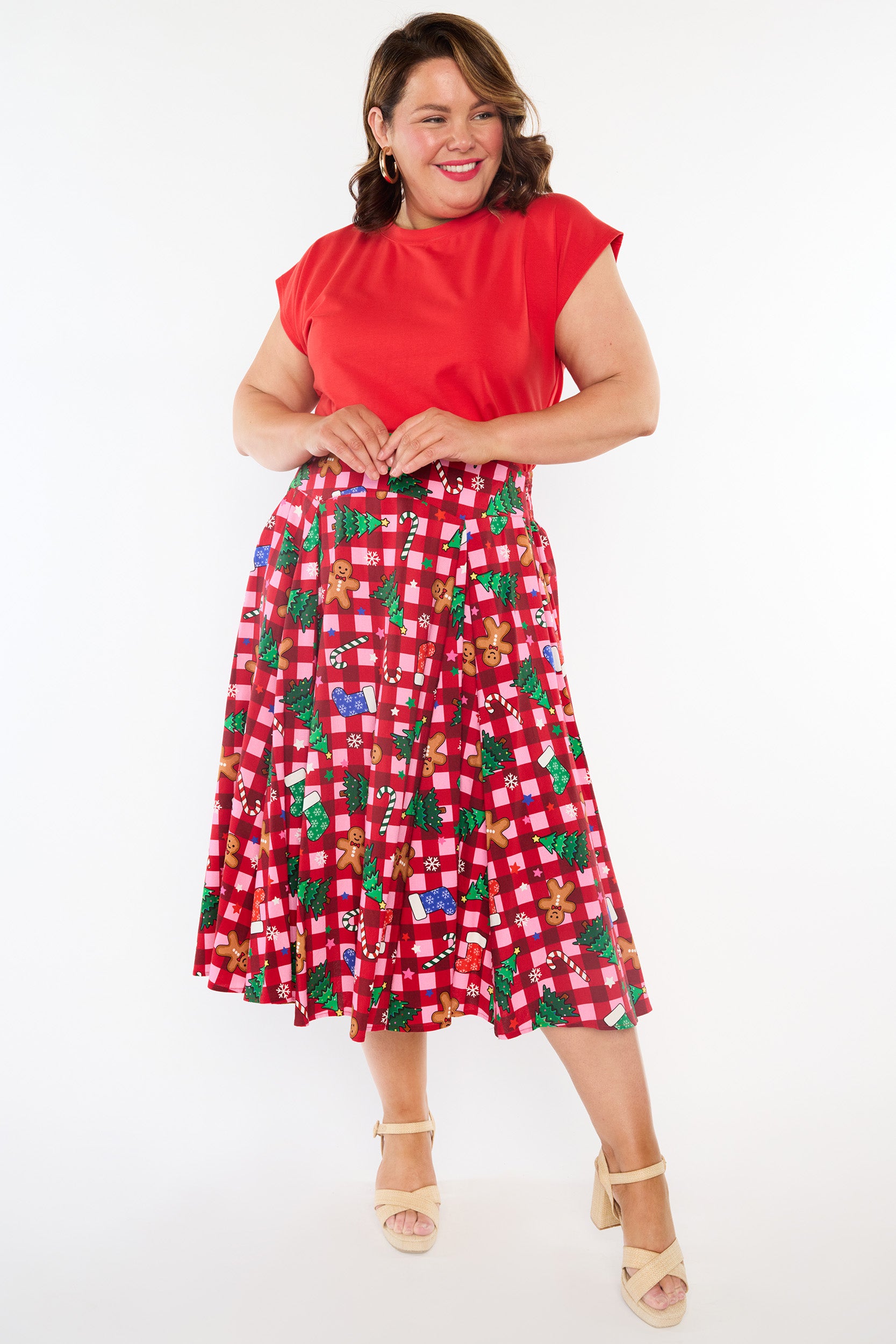 Beth Christmas On Gingham Skirt (Pre-Order)