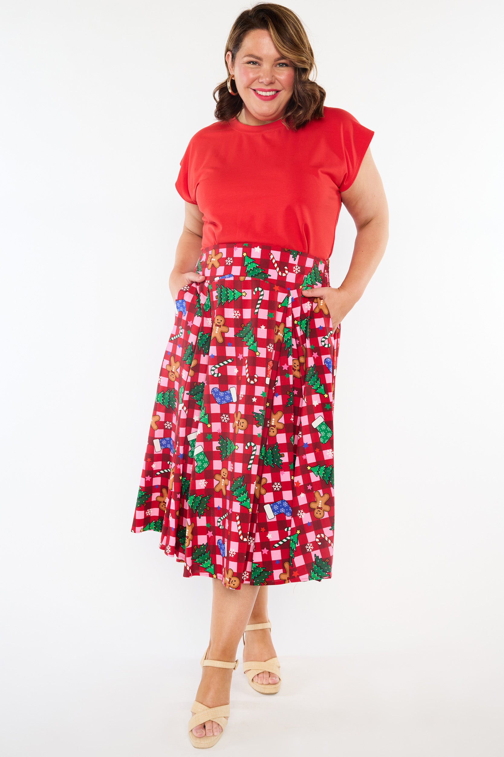 Beth Christmas On Gingham Skirt (Pre-Order)