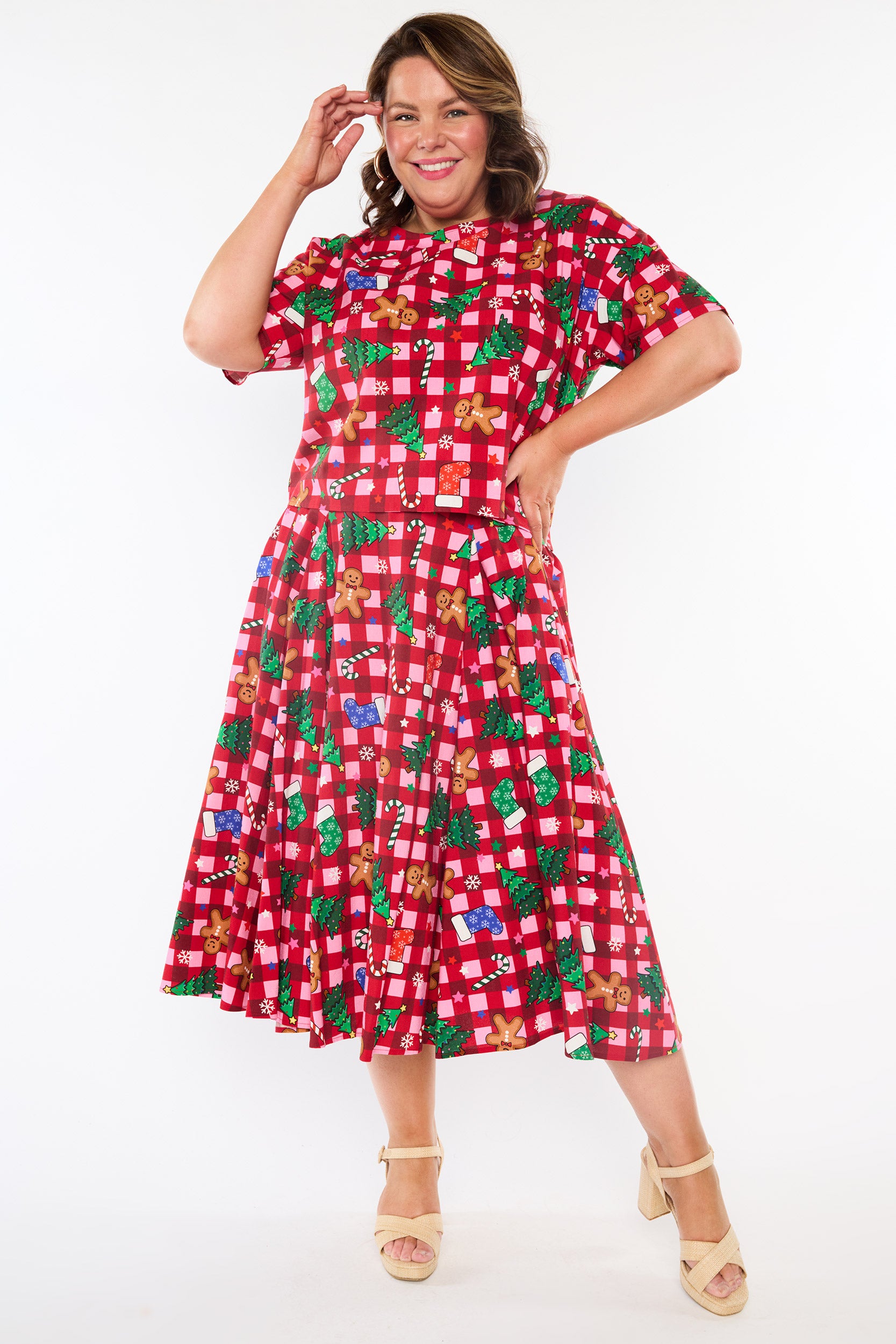 Beth Christmas On Gingham Skirt (Pre-Order)