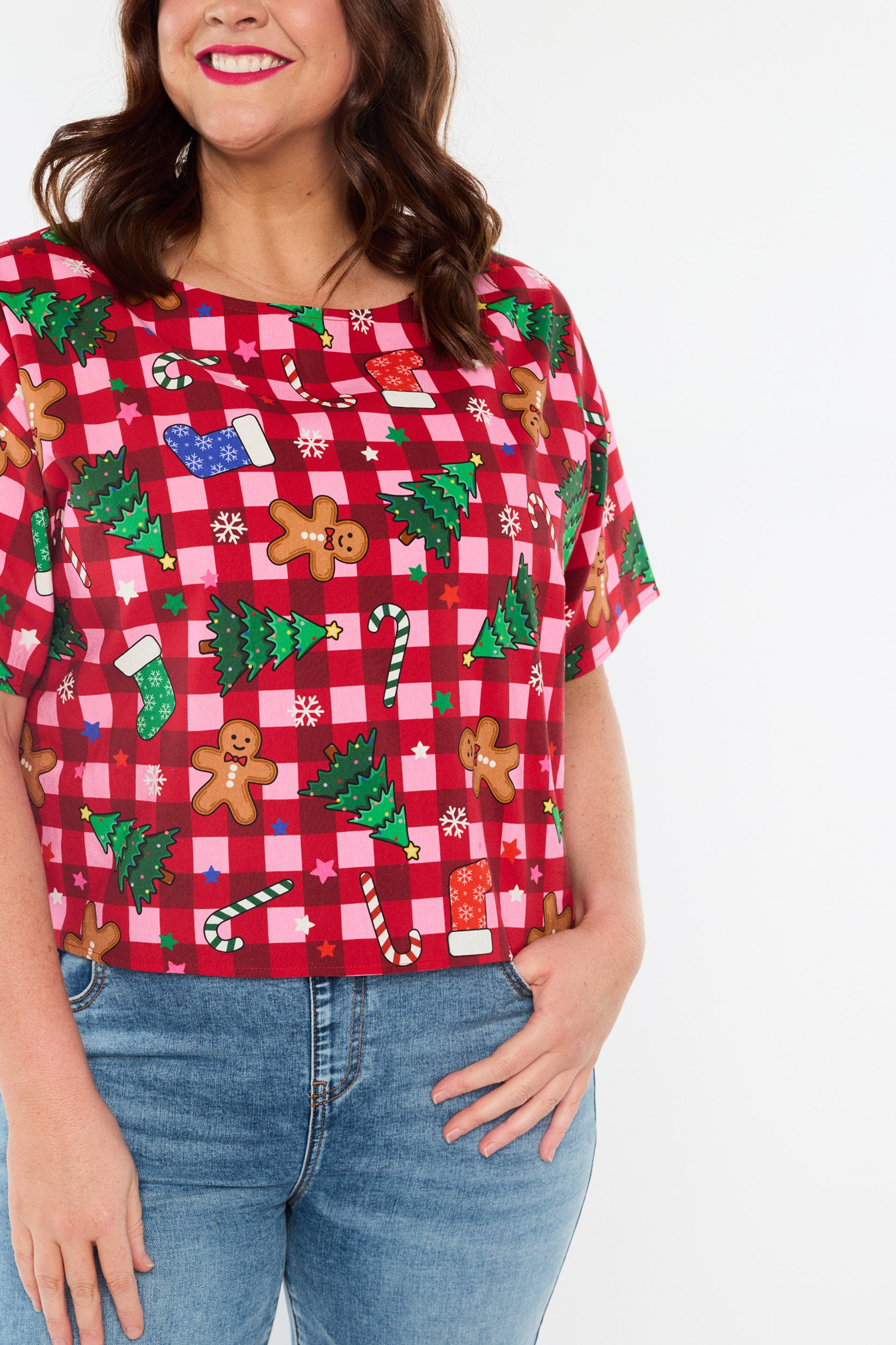 Harper Christmas On Gingham Top (Pre-Order)
