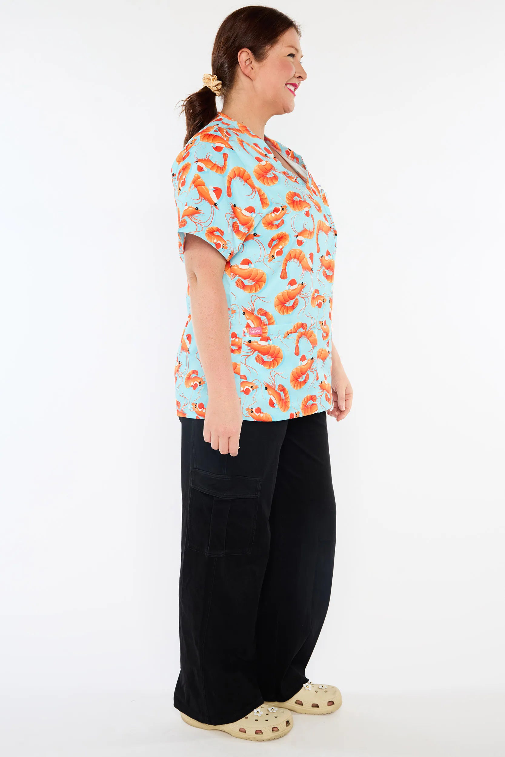 Meredith Christmas Prawns Scrub Top (Pre-Order)