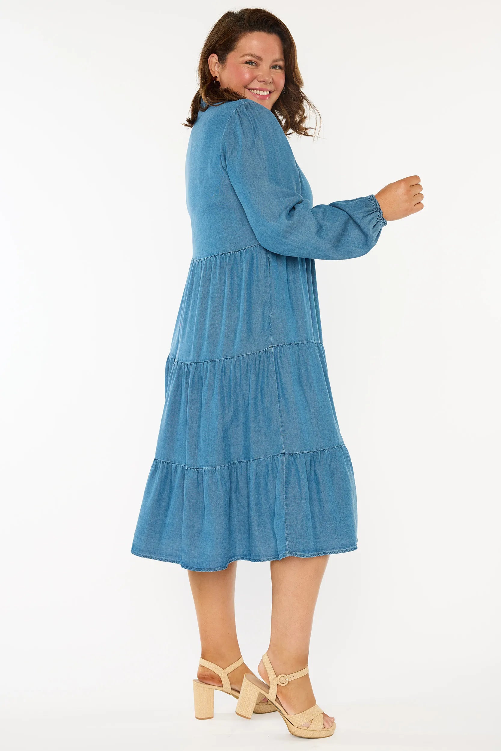 Clermont Blue Denim Dress – Blue Denim midi dress