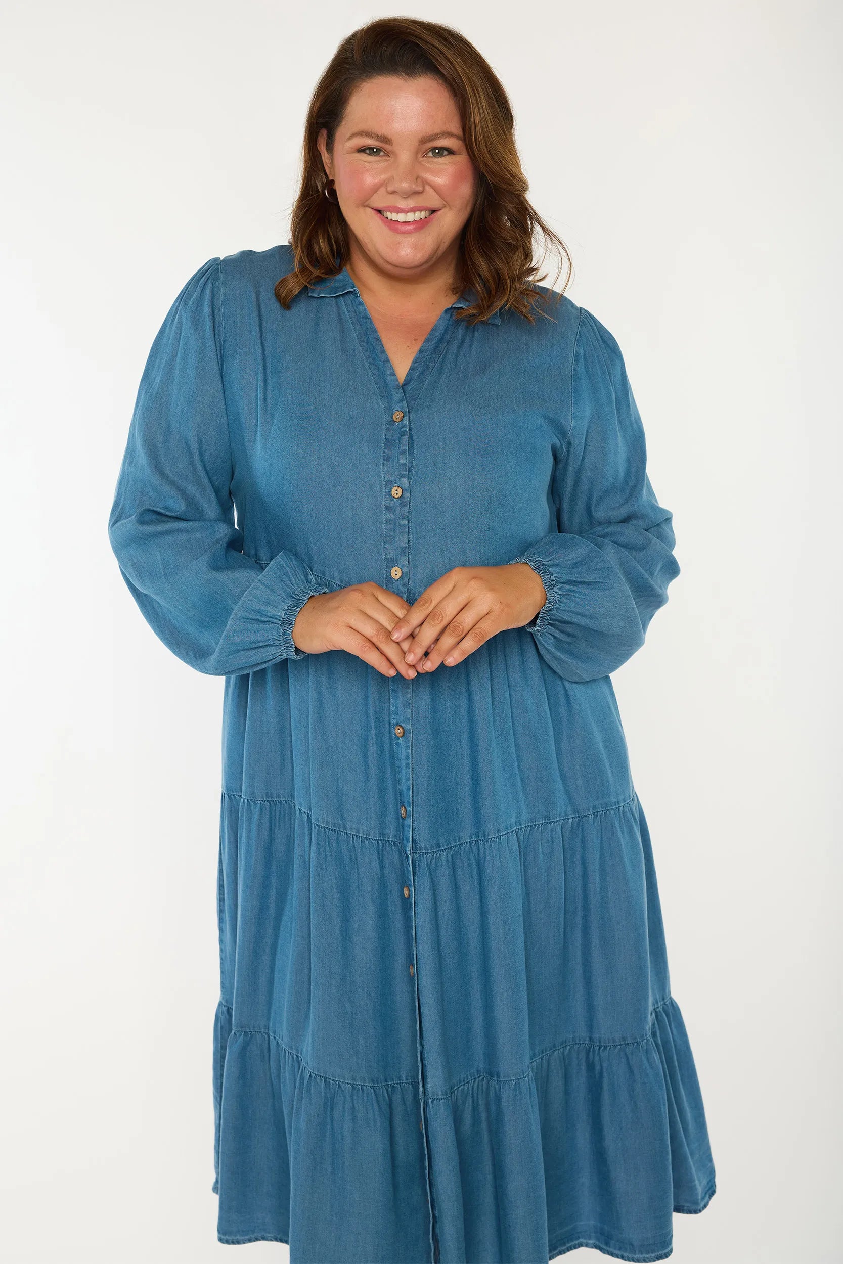Clermont Blue Denim Dress – Blue Denim midi dress