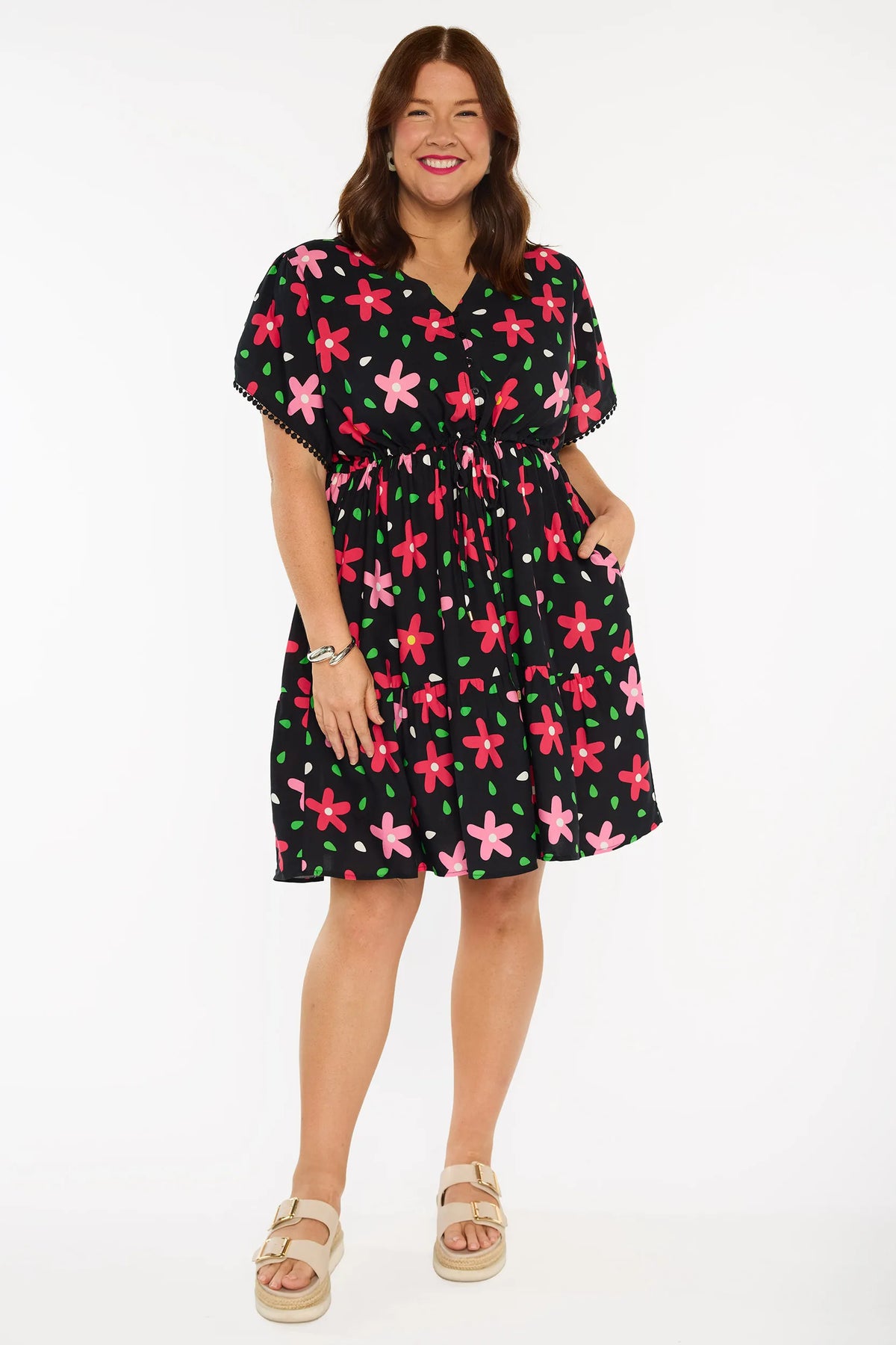 Gloria Dancing Daisies Dress - blue