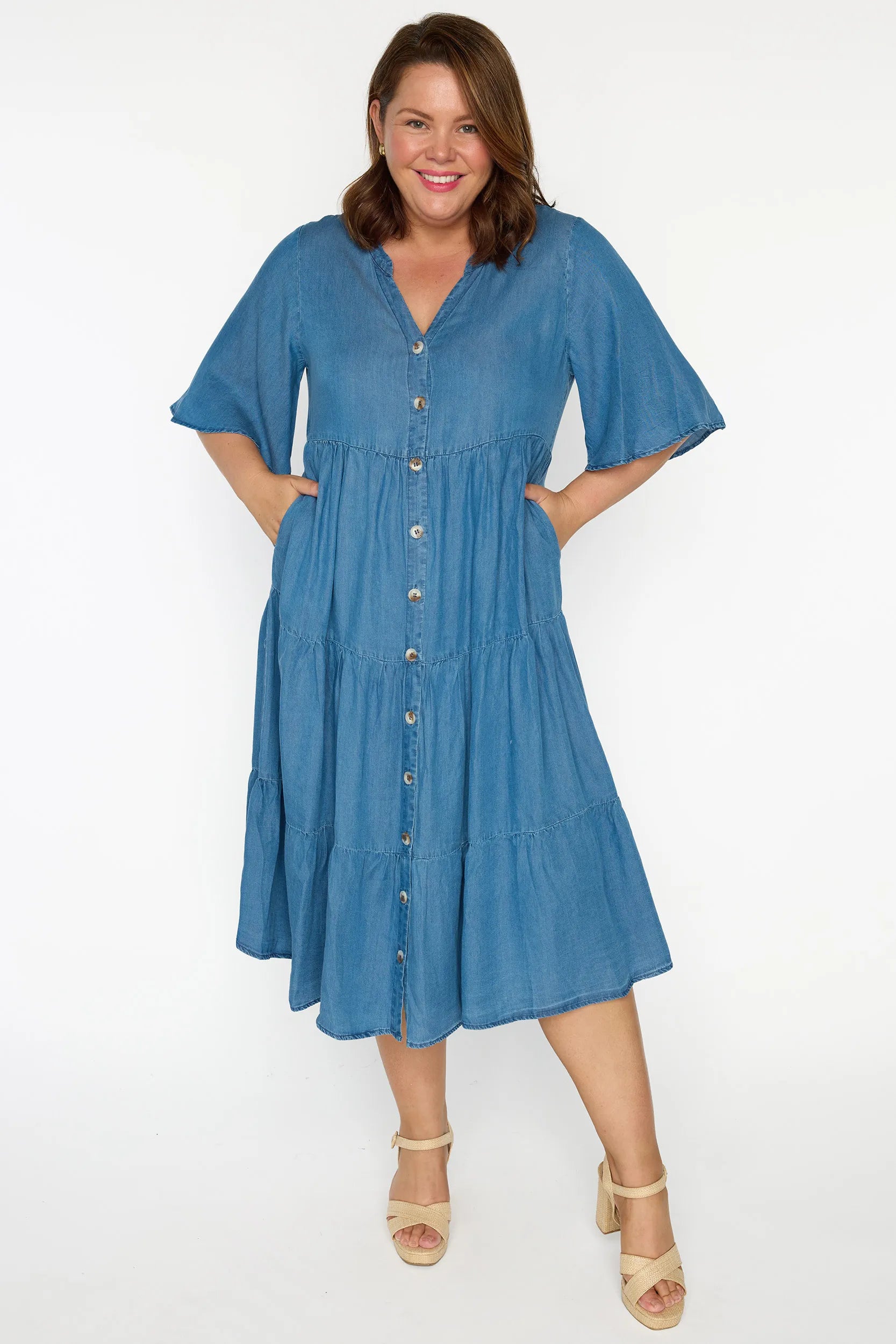 Erin Chambray Dress – Chambray midi dress