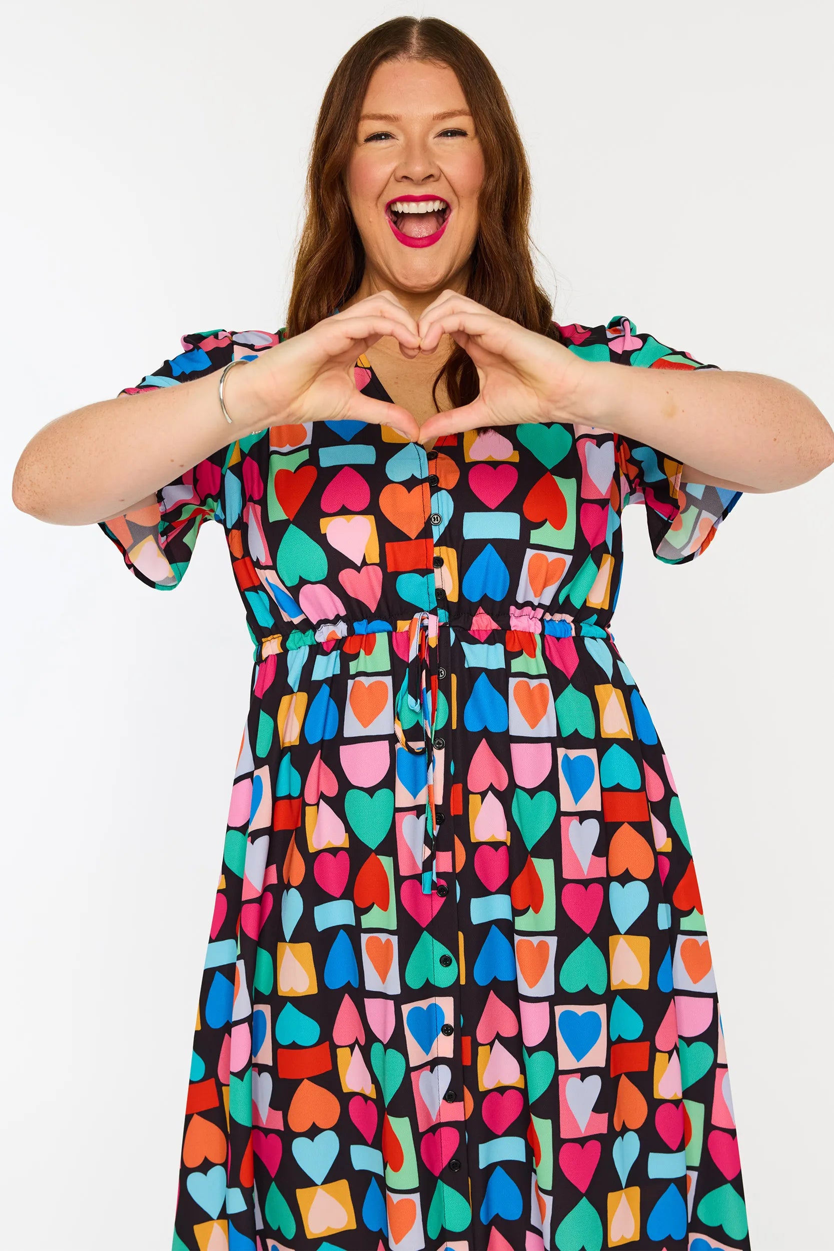 Marley Geo Hearts Dress – Geo Hearts midi dress