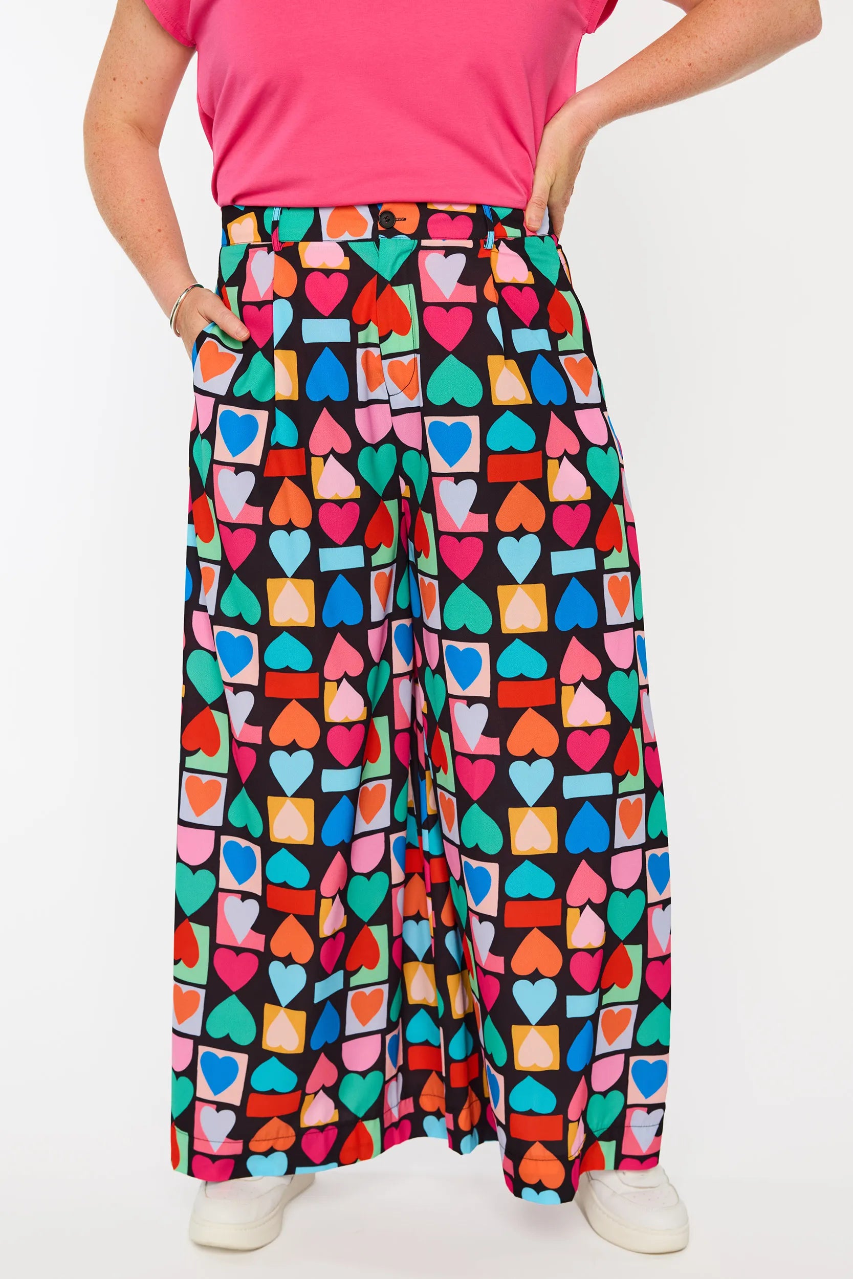 Zoey Geo Hearts Pant โ Geo Hearts wide leg pants