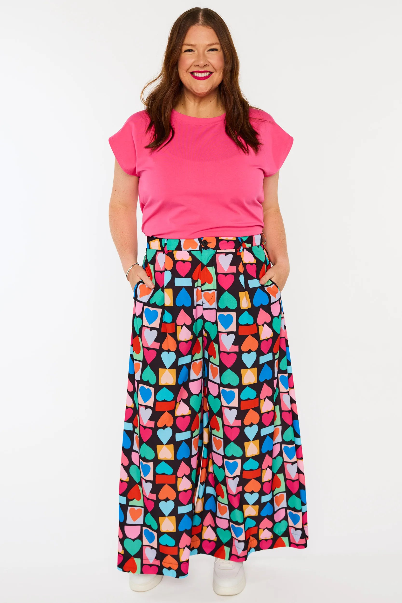 Zoey Geo Hearts Pant โ Geo Hearts wide leg pants