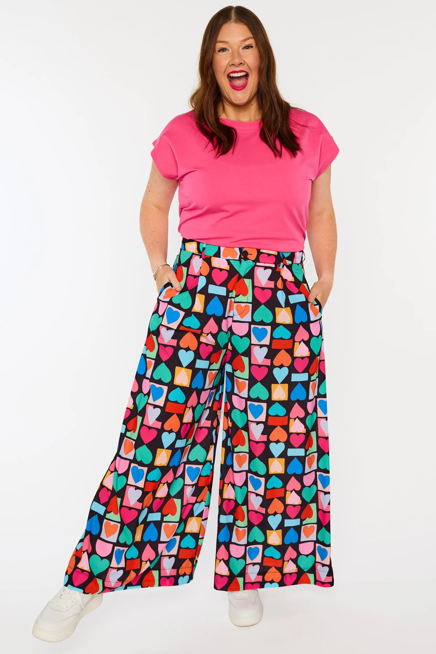 Zoey Geo Hearts Pant โ Geo Hearts wide leg pants