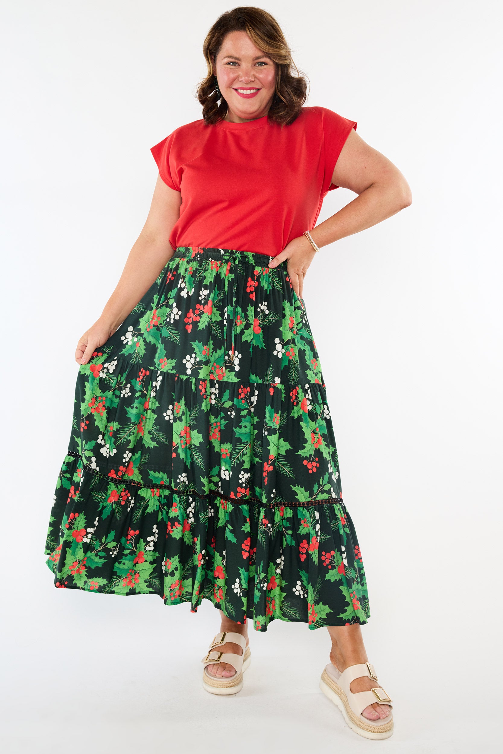 Alexandra Holly Christmas Skirt (Pre-Order)