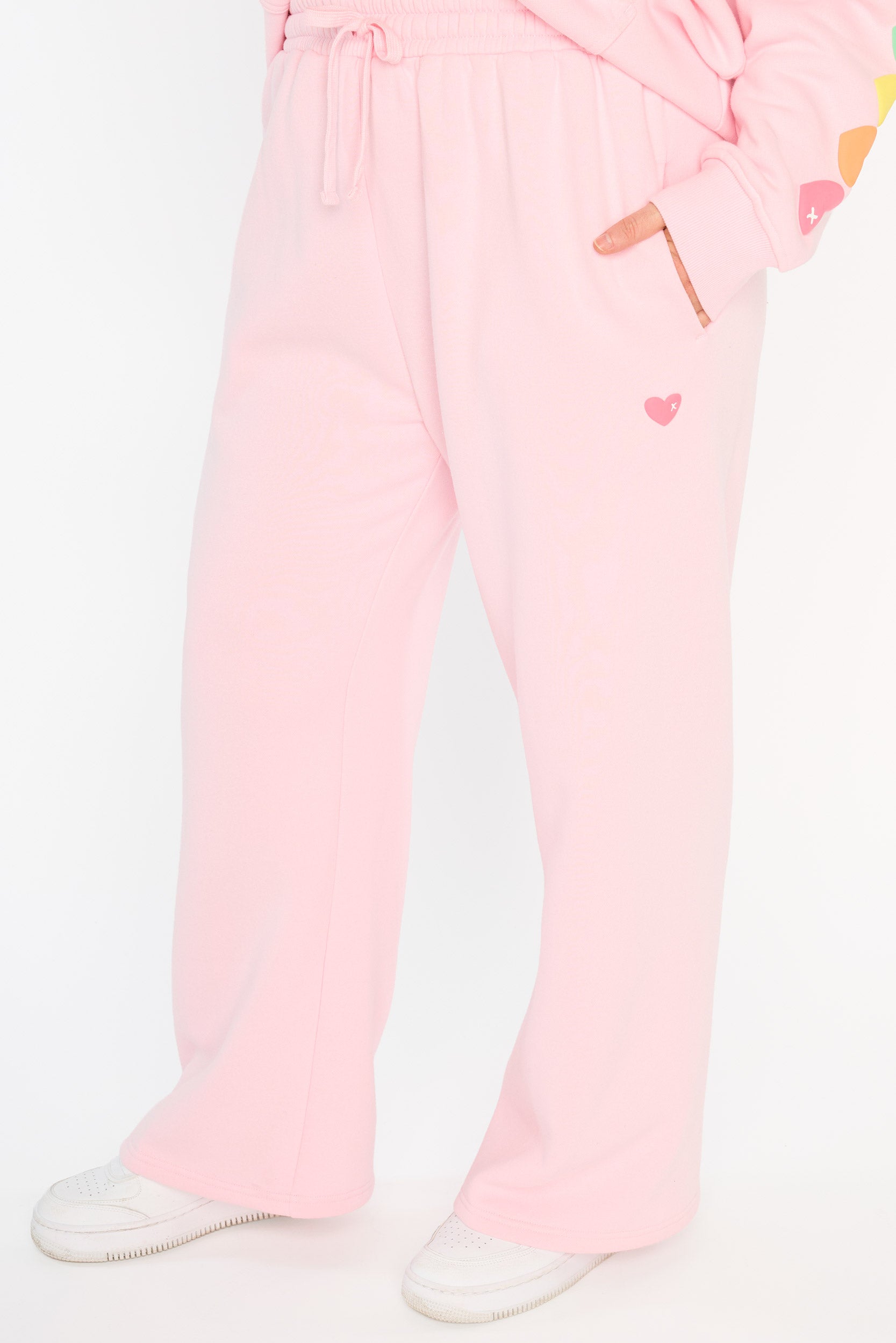 Joey Pale Pink Pant โ Pale Pink fleece track pant