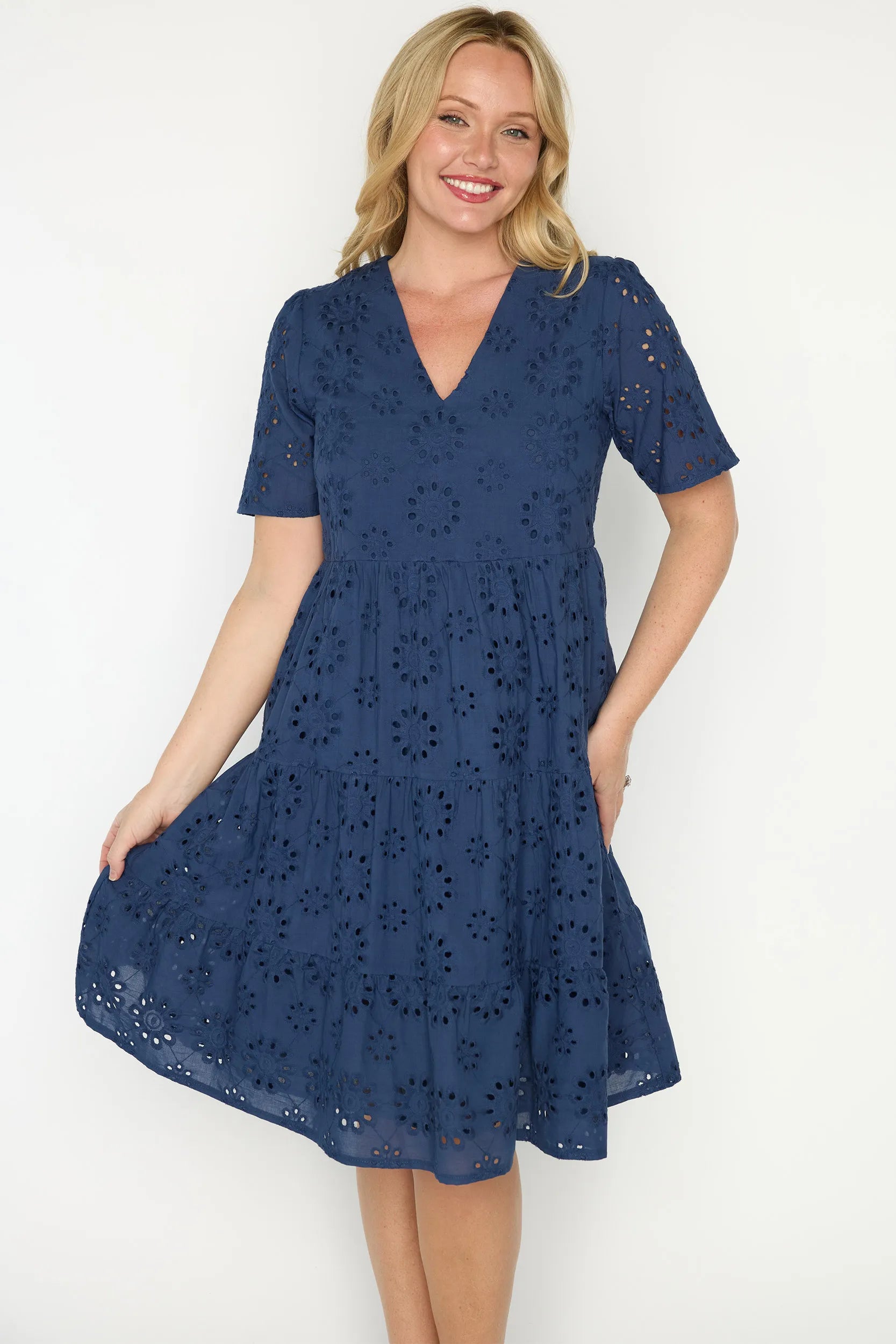 Jules Navy Dress – Navy knee length dress