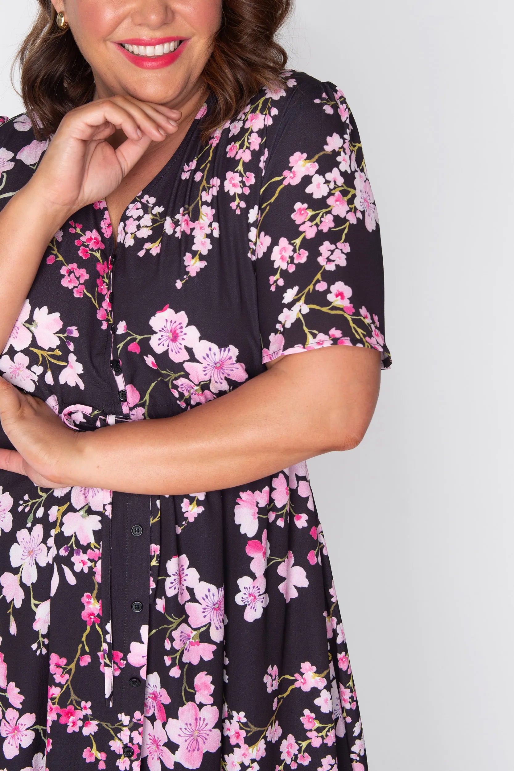 Marley Blackout Cherry Blossom Dress – Blackout Cherry Blossom midi dress
