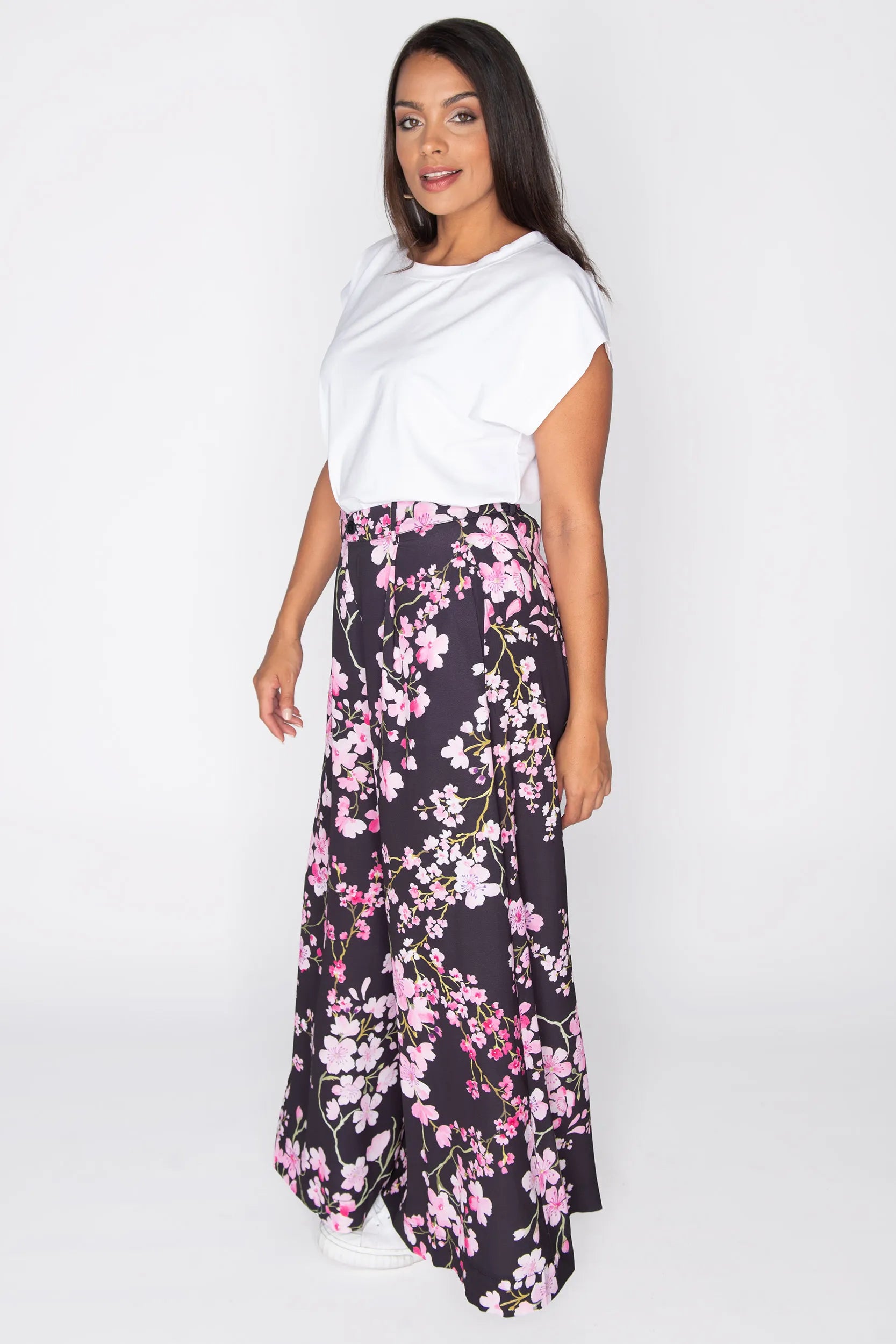Zoey Blackout Cherry Blossom Pant โ Blackout Cherry Blossom wide leg pants
