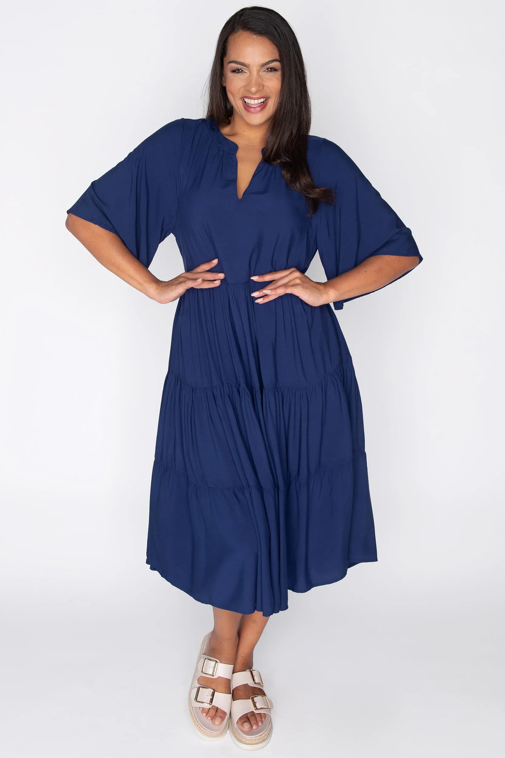 Chrissie Navy Dress – Navy midi dress