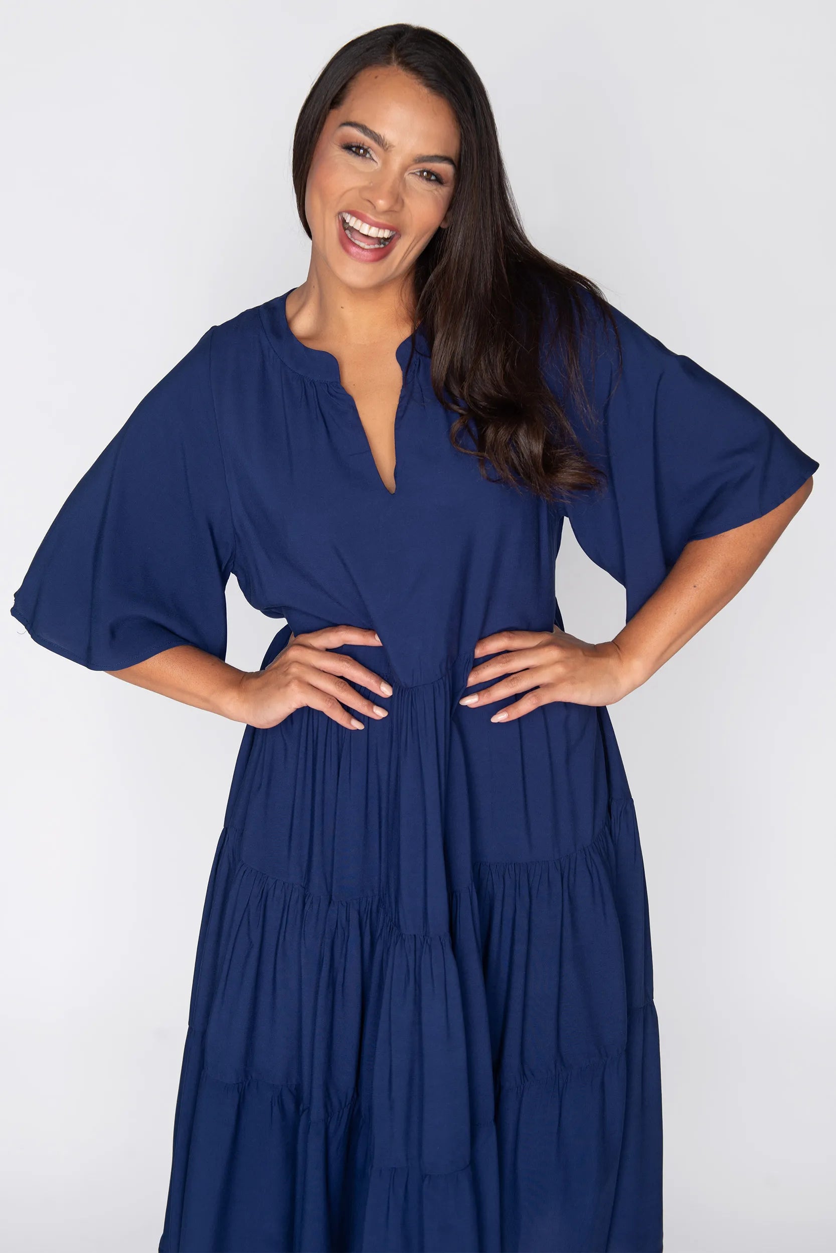 Chrissie Navy Dress – Navy midi dress