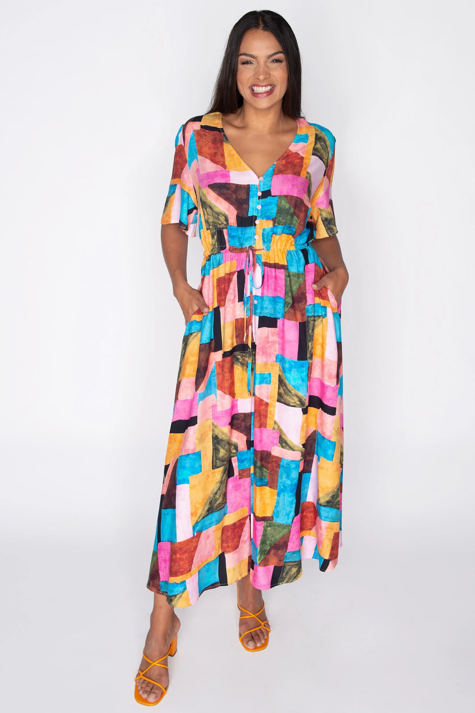 Michelle Geo Pop Dress โ Geo Pop midi dress