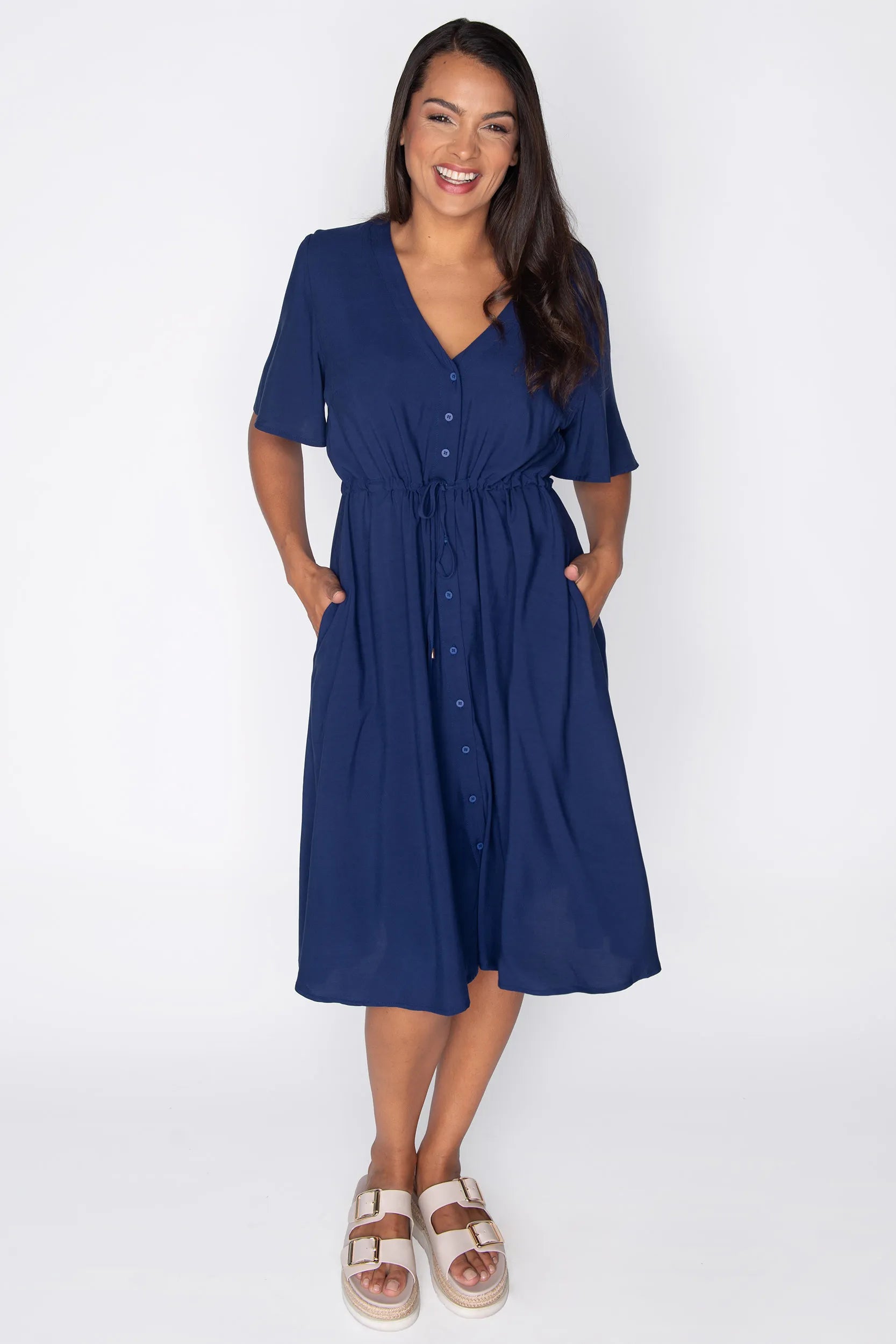Jaz Navy Dress โ Navy knee length dress