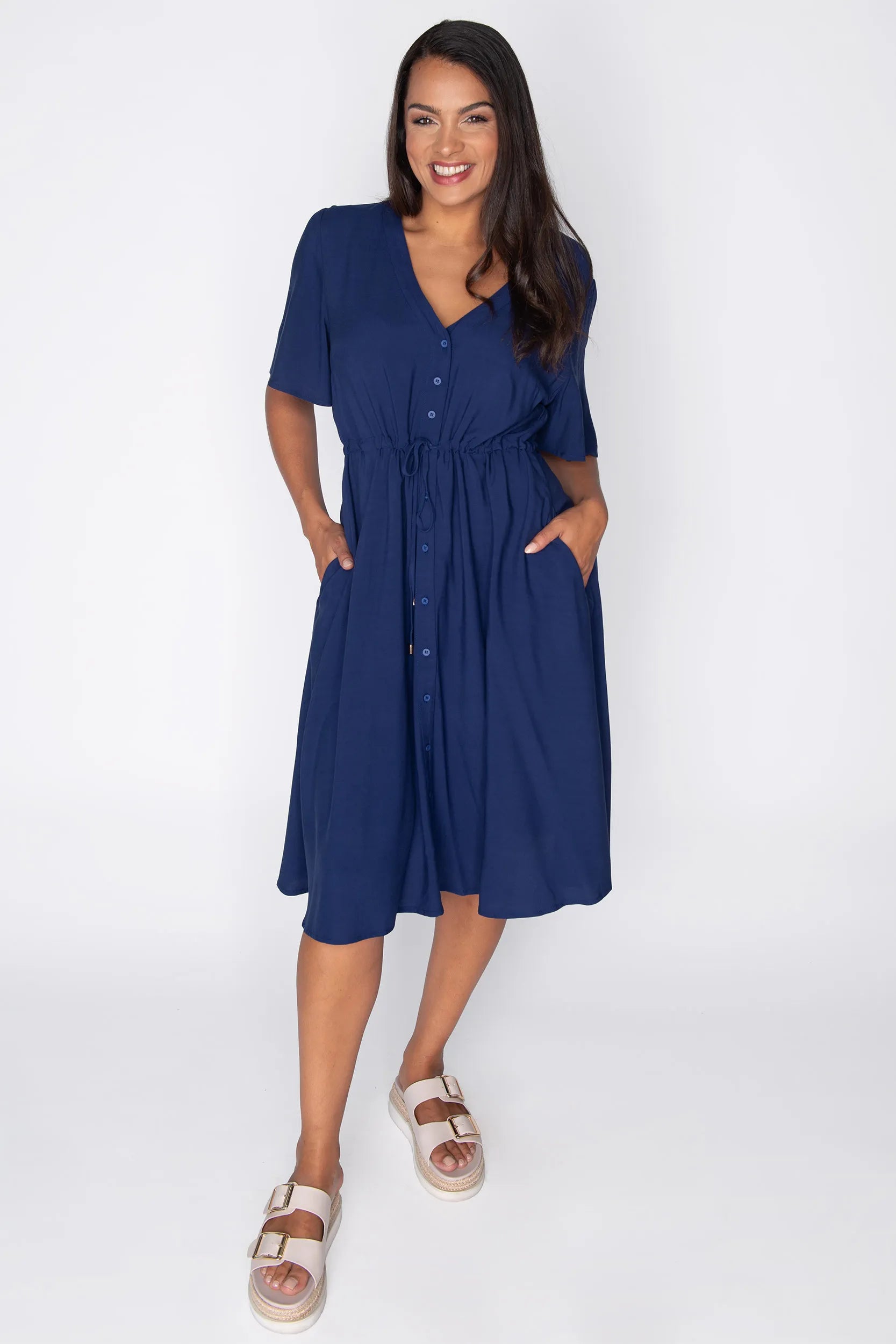 Jaz Navy Dress โ Navy knee length dress