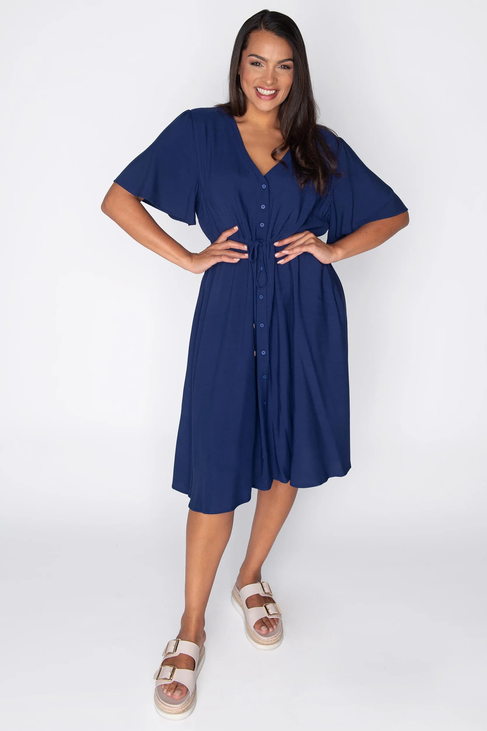 Jaz Navy Dress โ Navy knee length dress
