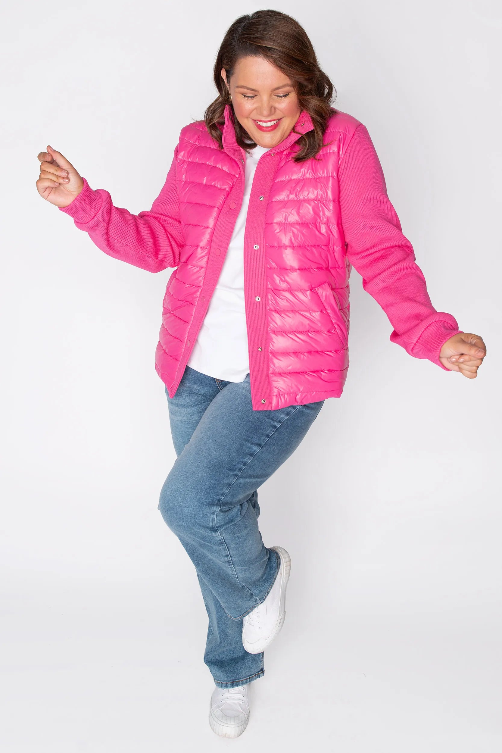 Pete Pink Puffer Jacket – Pink denim jacket