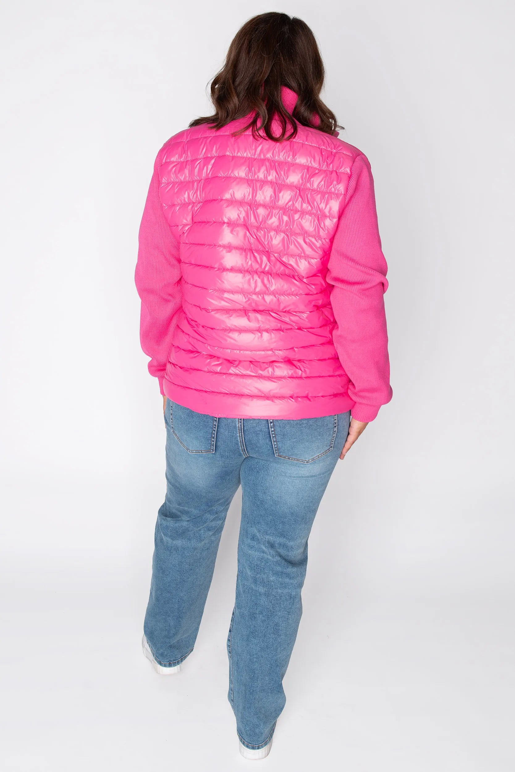 Pete Pink Puffer Jacket – Pink denim jacket