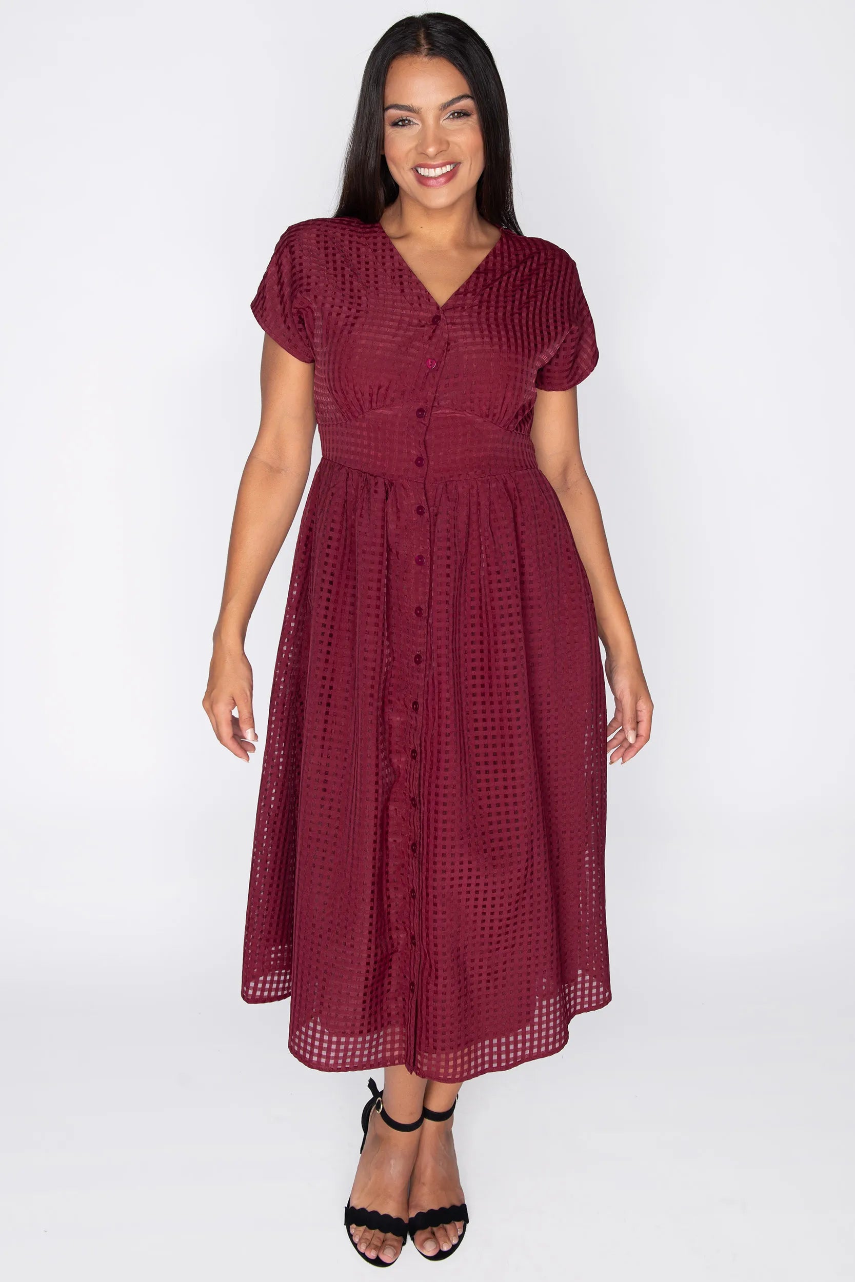 Ryder Burgundy Dress – Burgundy midi dress