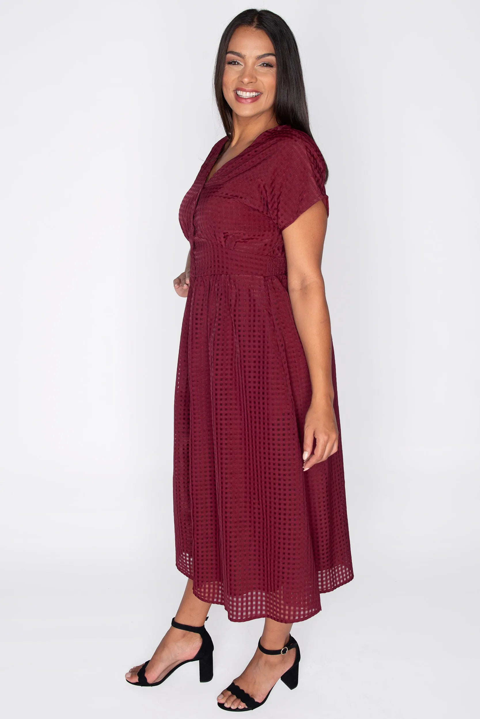 Ryder Burgundy Dress – Burgundy midi dress