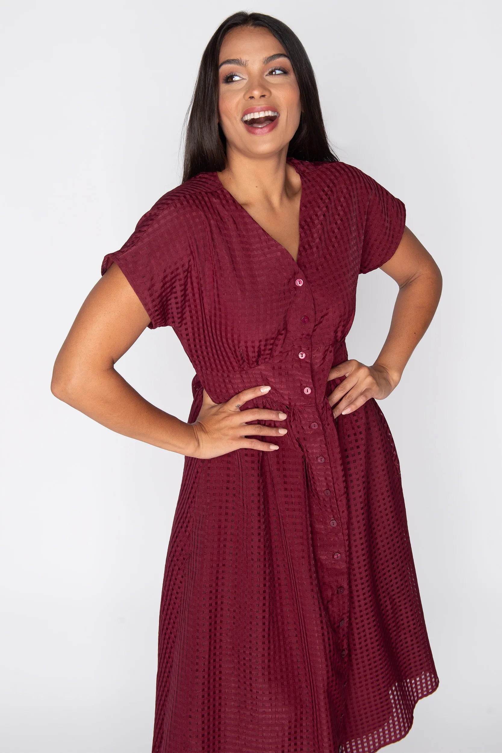 Ryder Burgundy Dress – Burgundy midi dress