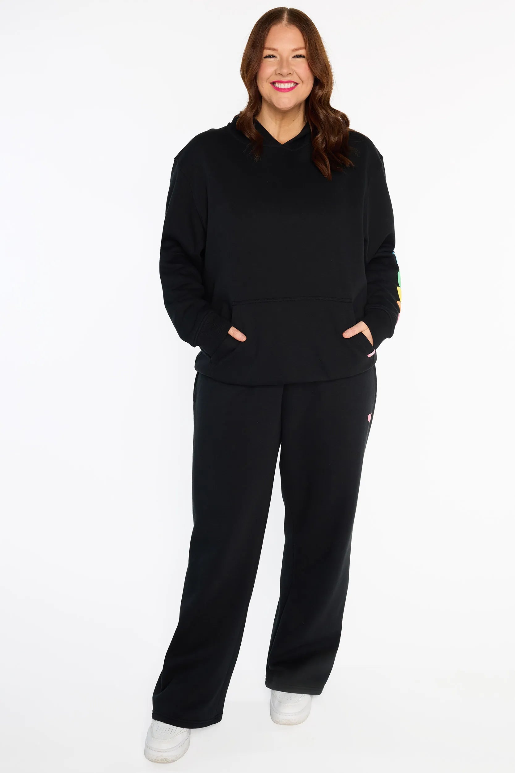 Monika Black Hoodie โ Black fleece sweater