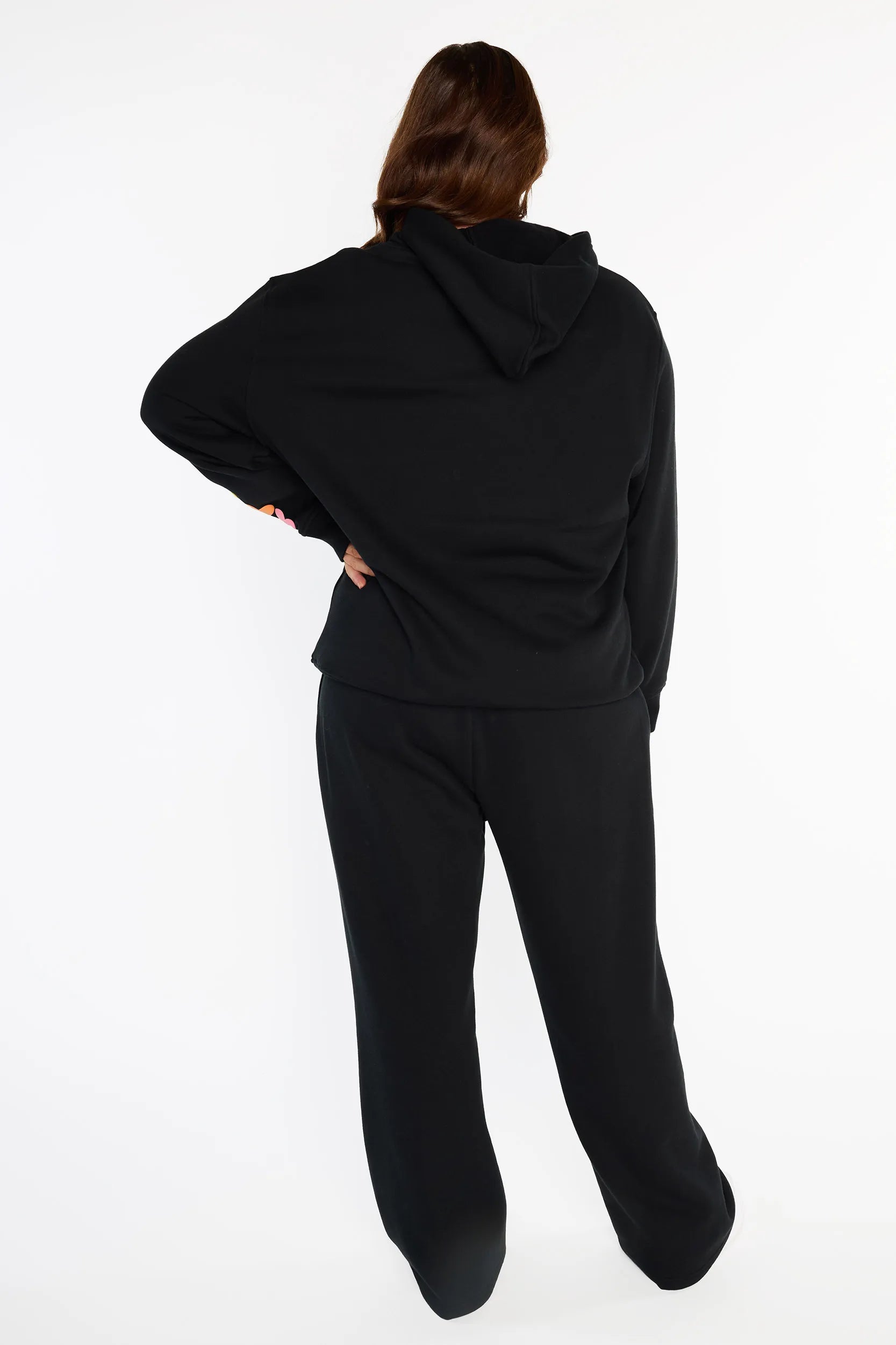 Monika Black Hoodie โ Black fleece sweater