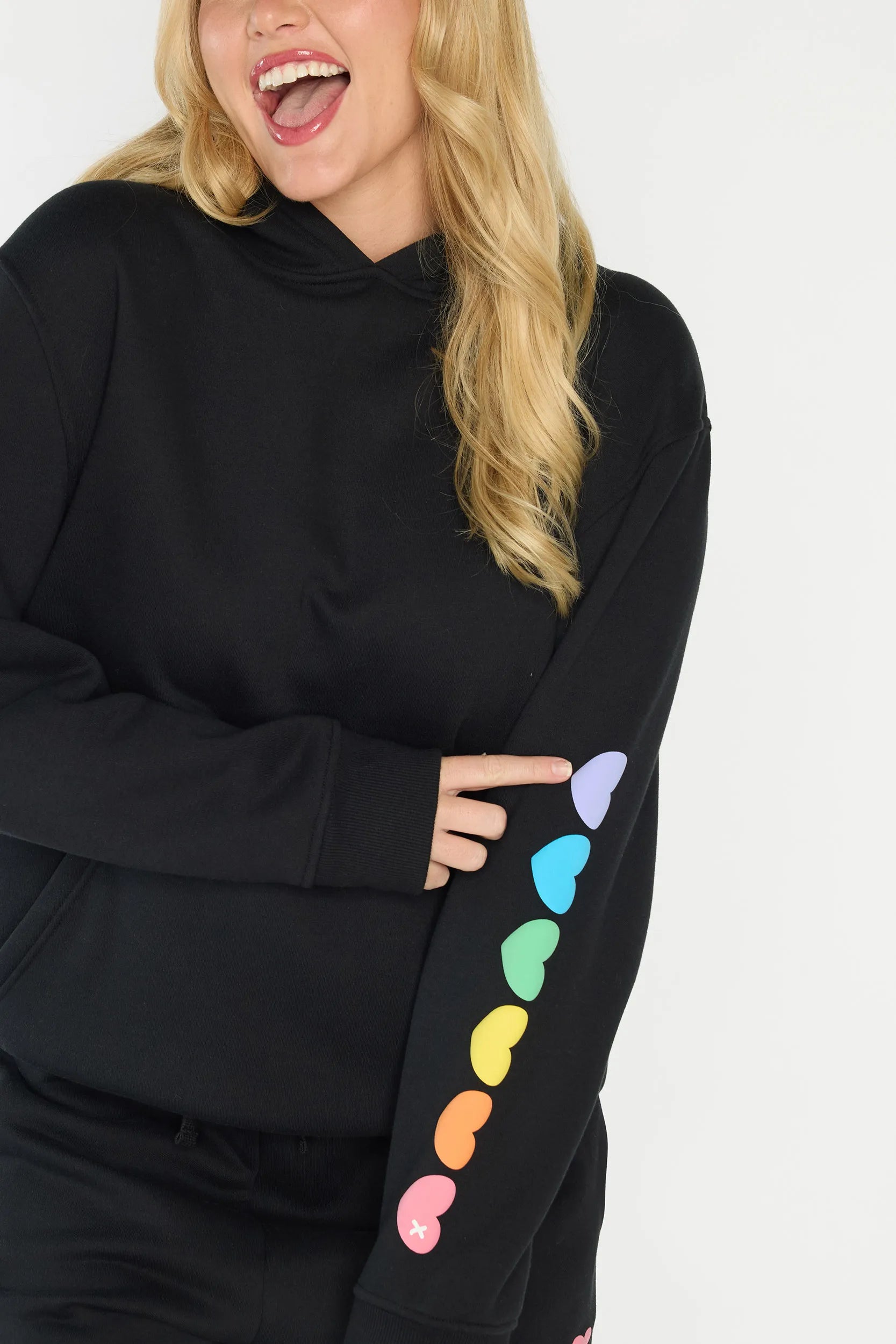 Monika Black Hoodie โ Black fleece sweater