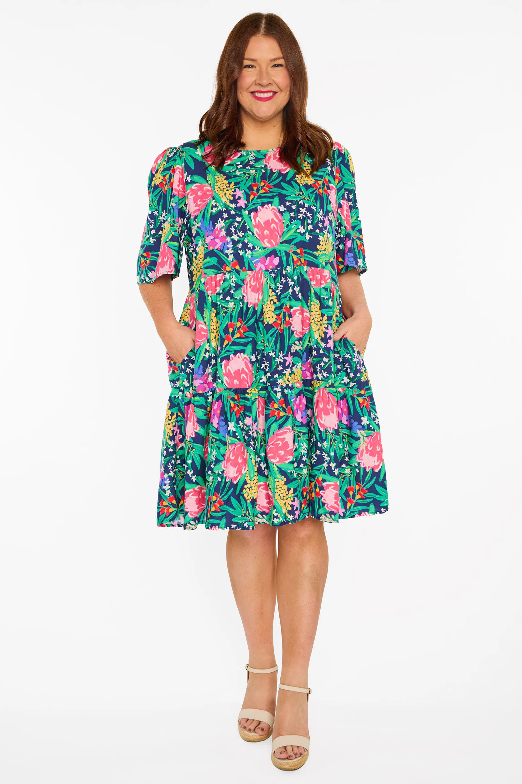 Izzie Navy Native Flora Dress