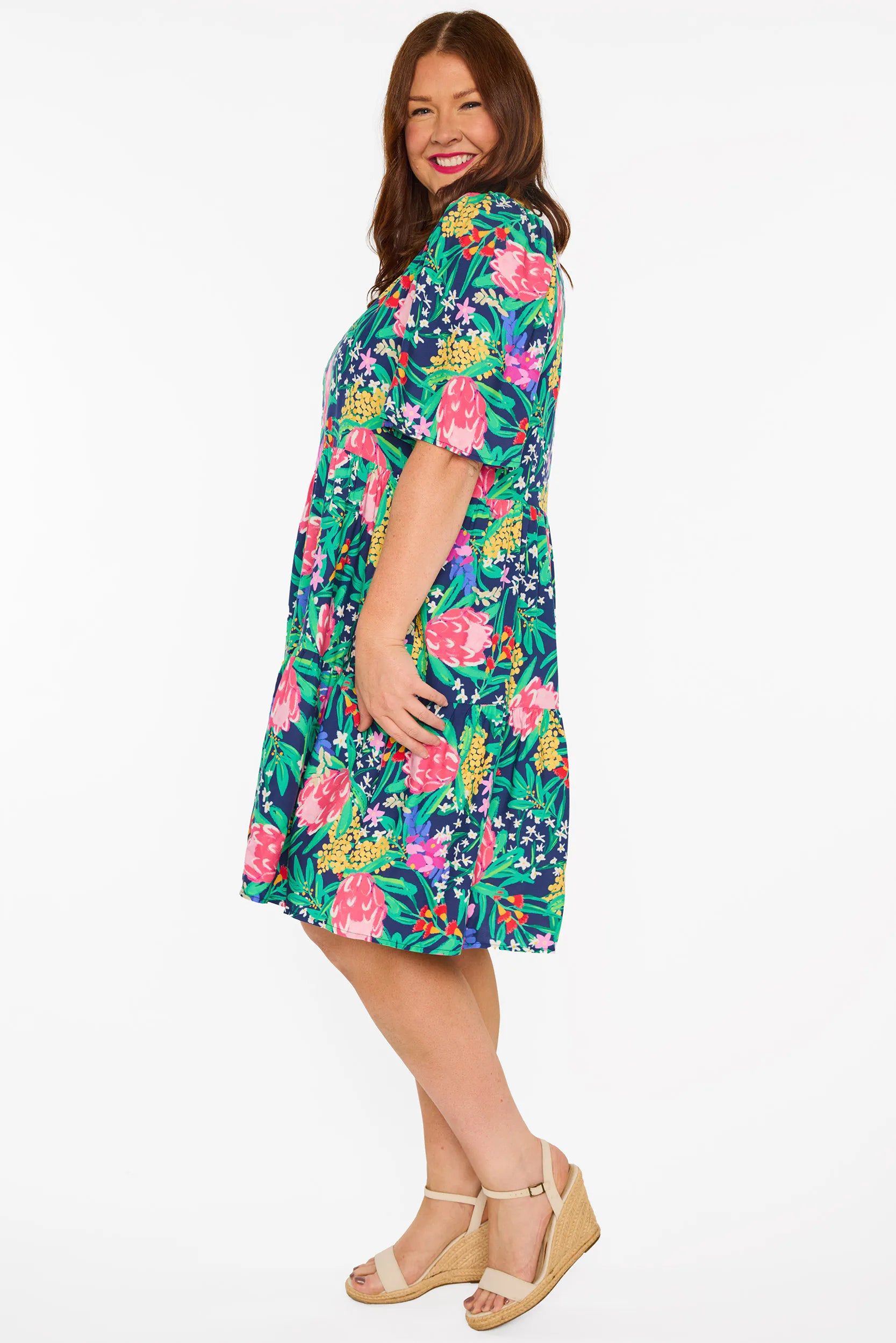 Izzie Navy Native Flora Dress