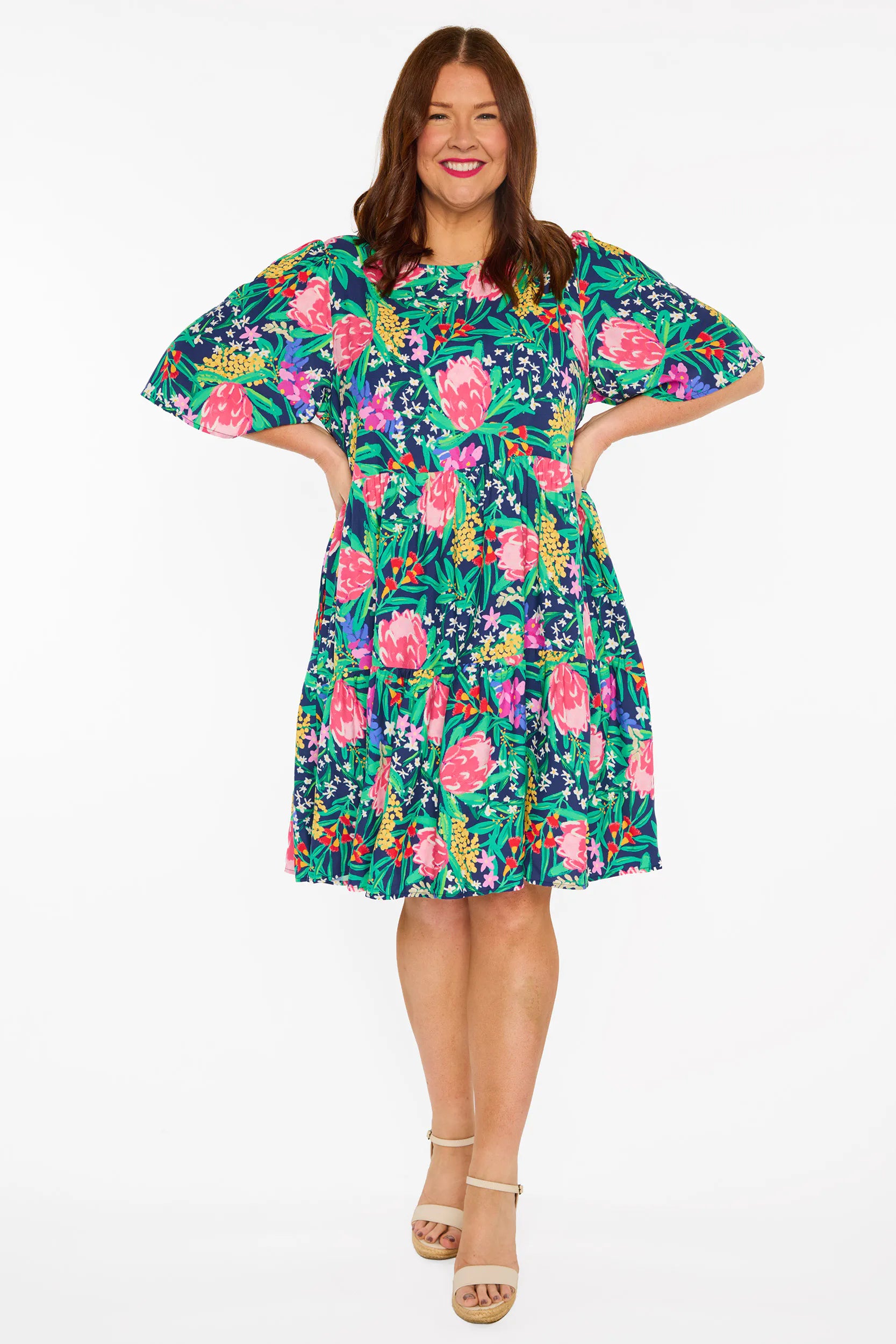 Izzie Navy Native Flora Dress