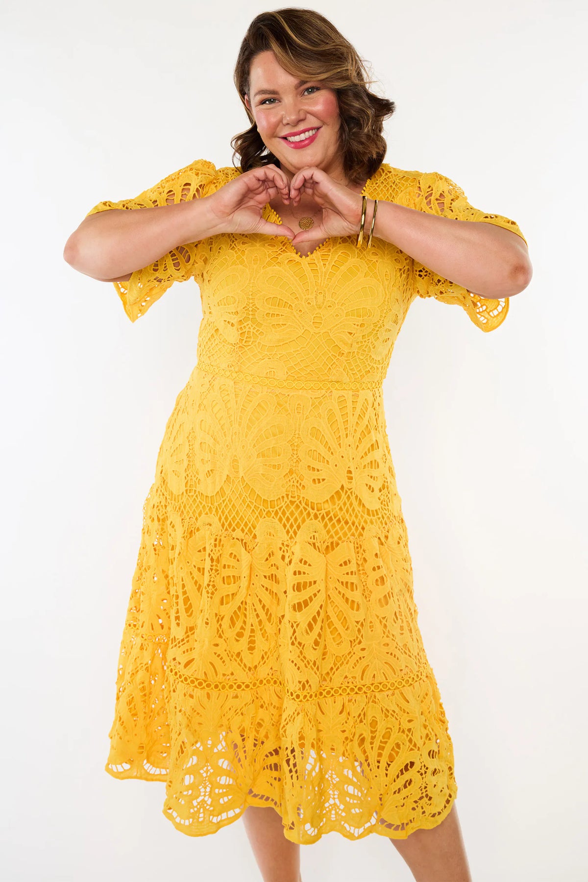 Nicolla Yellow Lace Dress