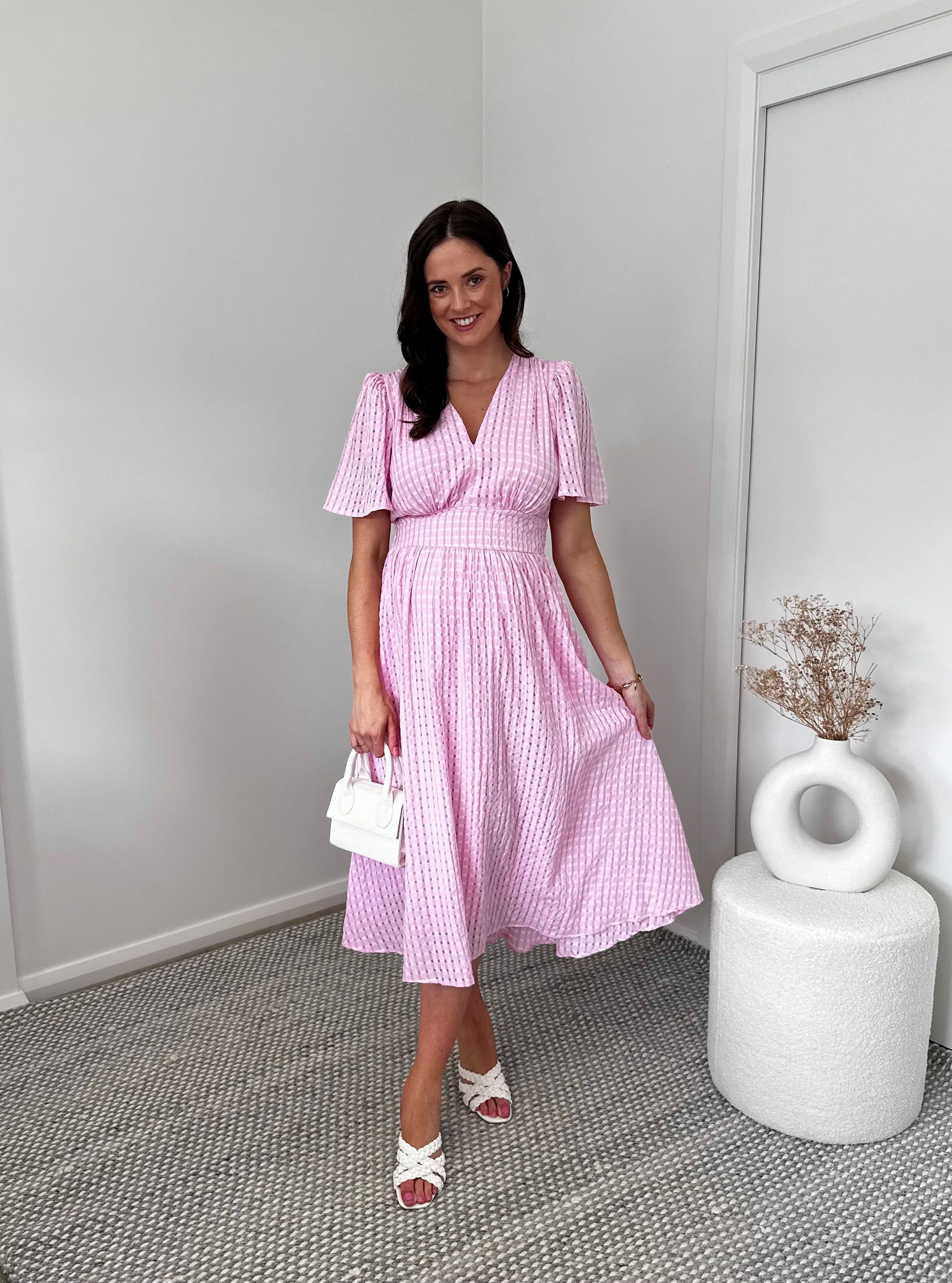 Mable Pink Dress – Pink midi dress
