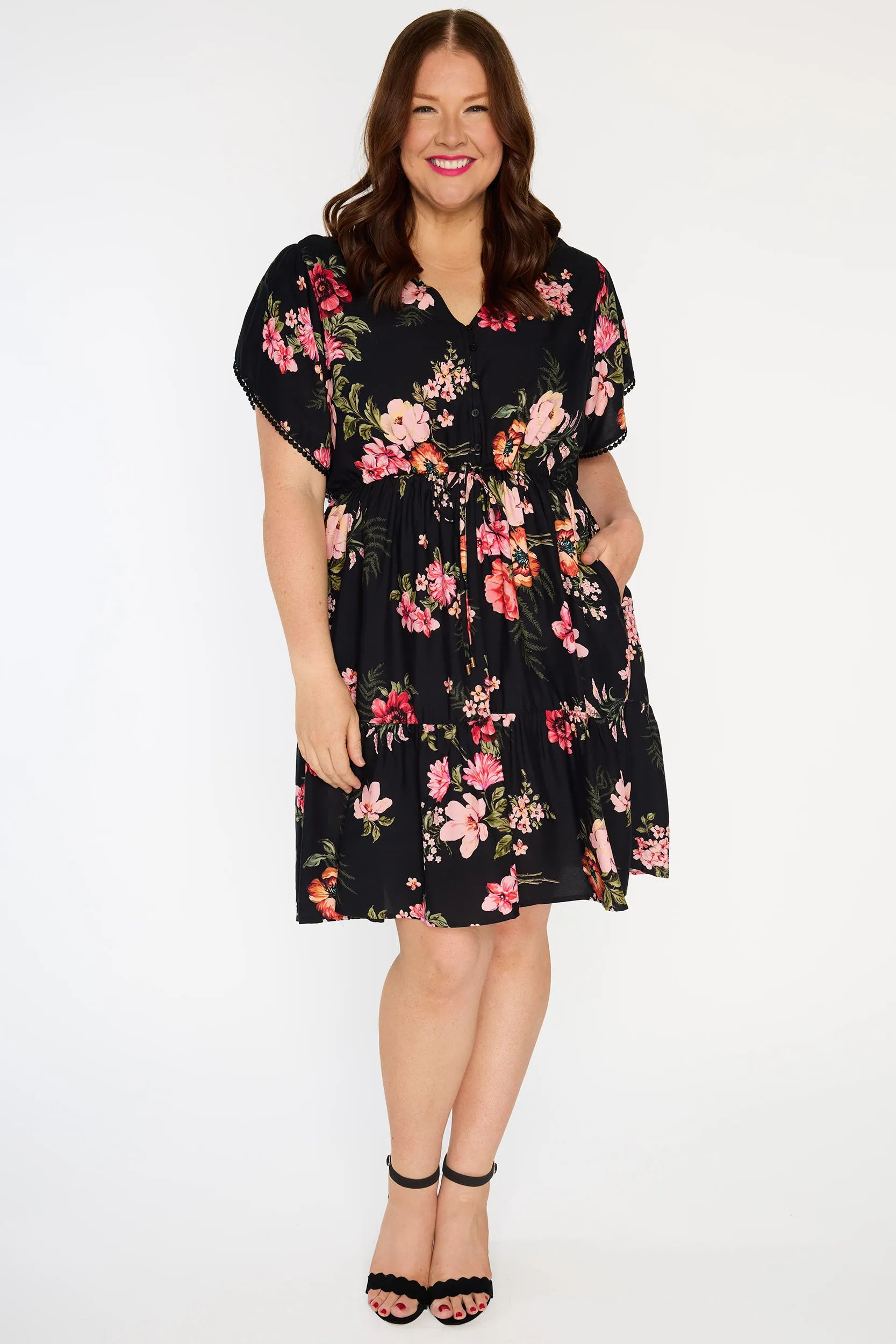 Gloria Pink Shadows Dress โ Pink Shadows knee length dress