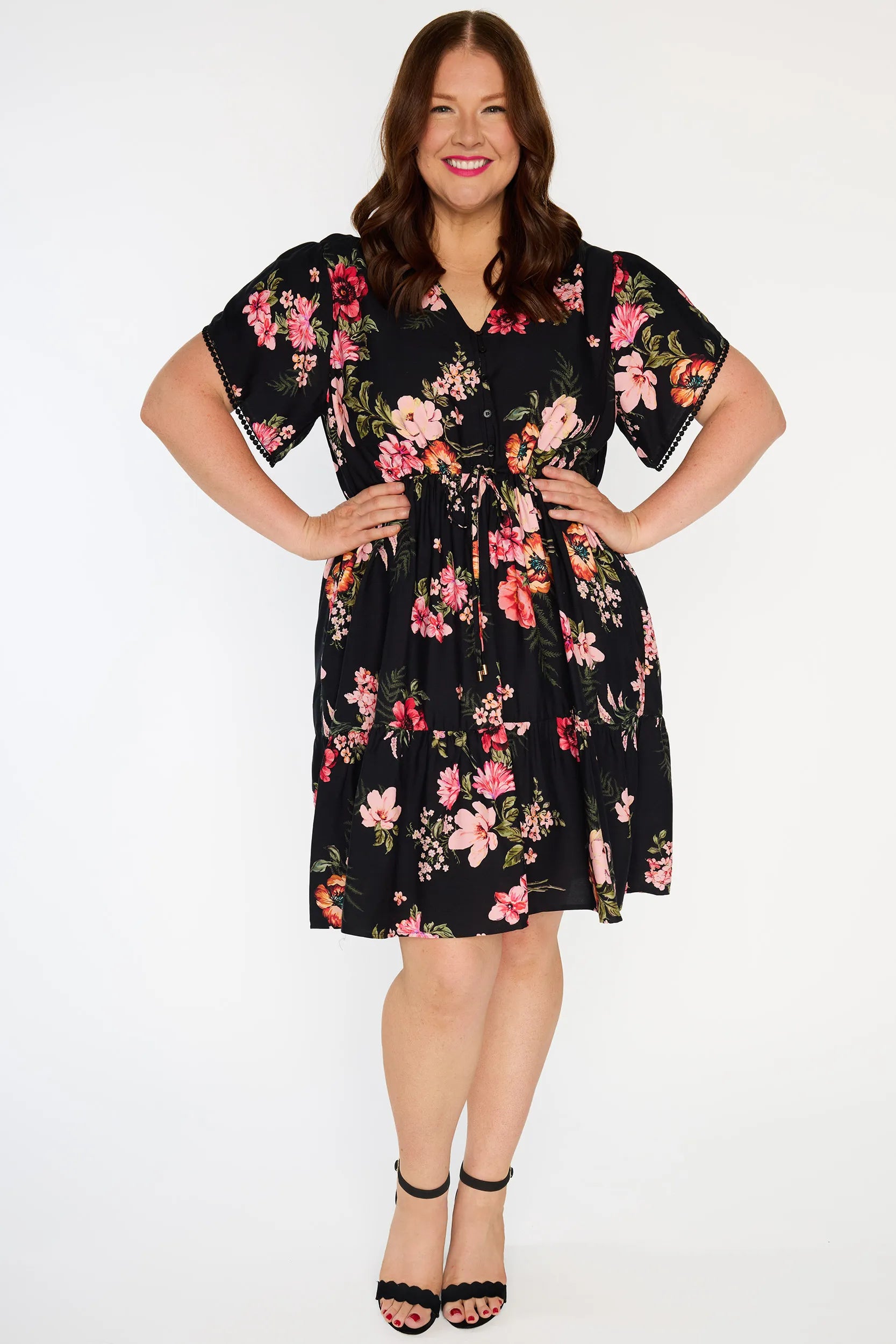 Gloria Pink Shadows Dress โ Pink Shadows knee length dress