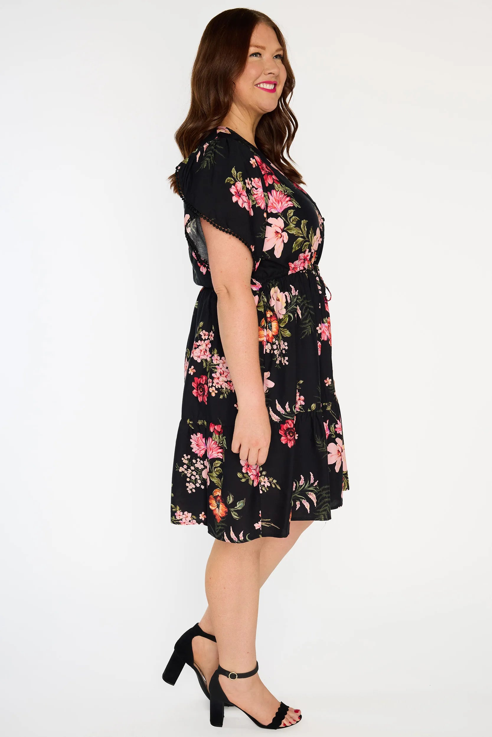 Gloria Pink Shadows Dress โ Pink Shadows knee length dress